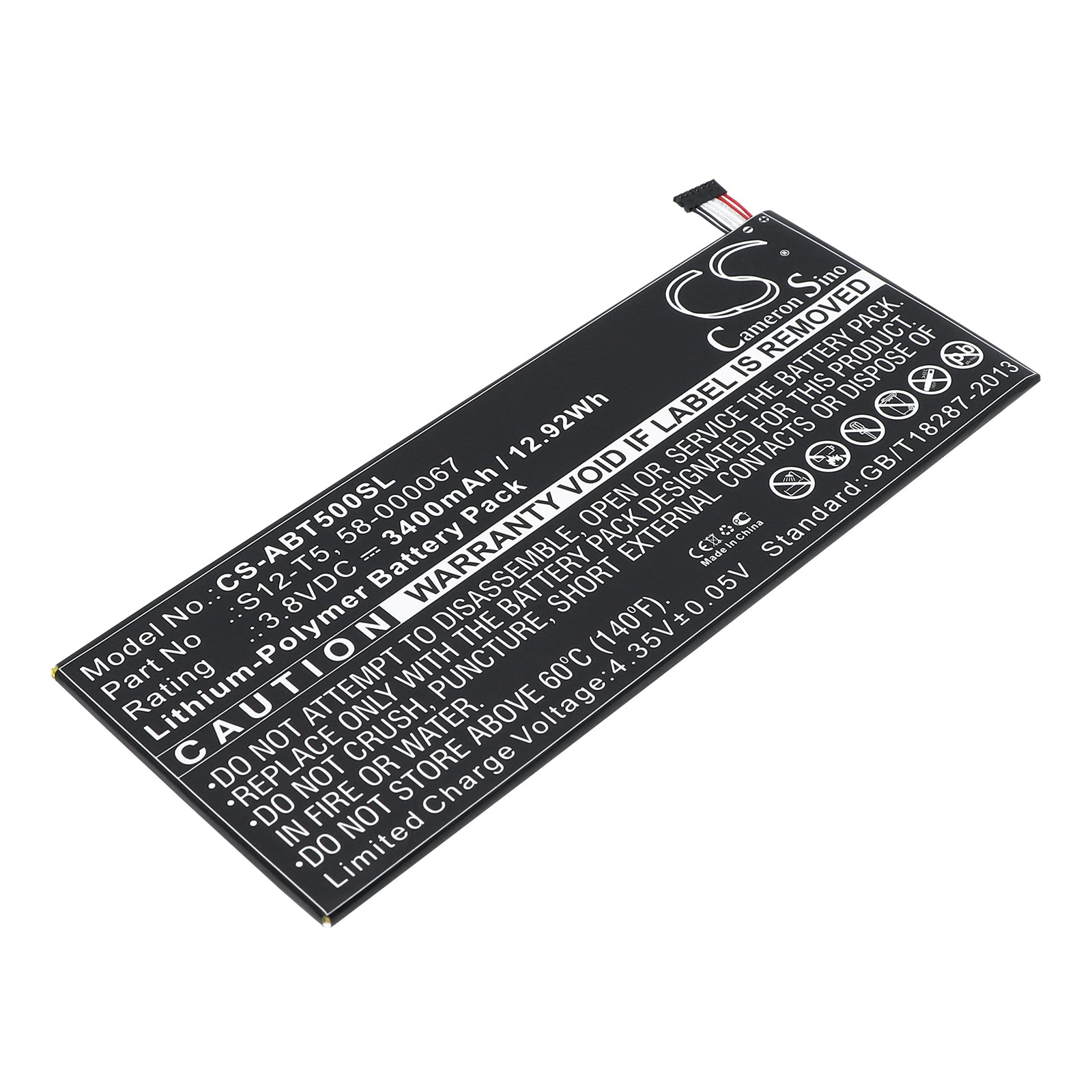3.8V 3400mAh/12.92Wh Li-Polymer Tablet Battery for Amazon