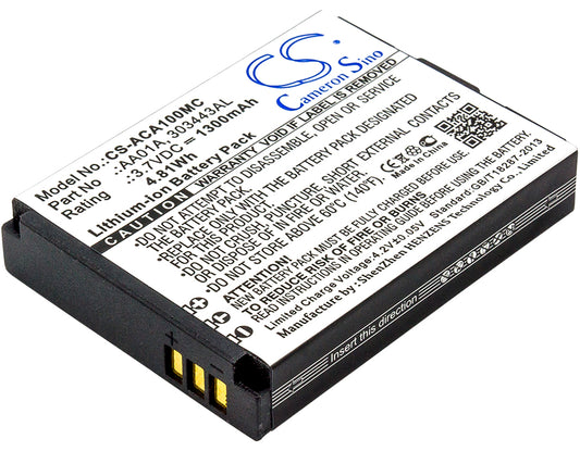 3.7V 1300mAh/4.81Wh Li-ion Camera Battery for ACTIVEON