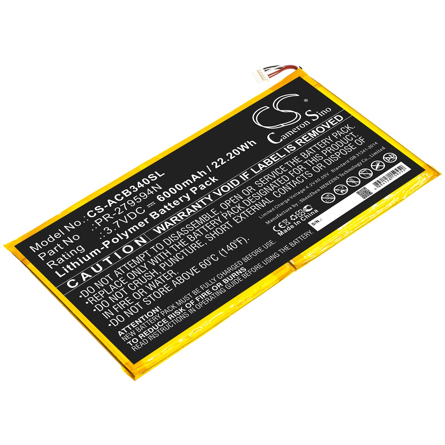 CS-ACB340SL Replacement Battery – Compatible with Iconia One 10 B3-A40