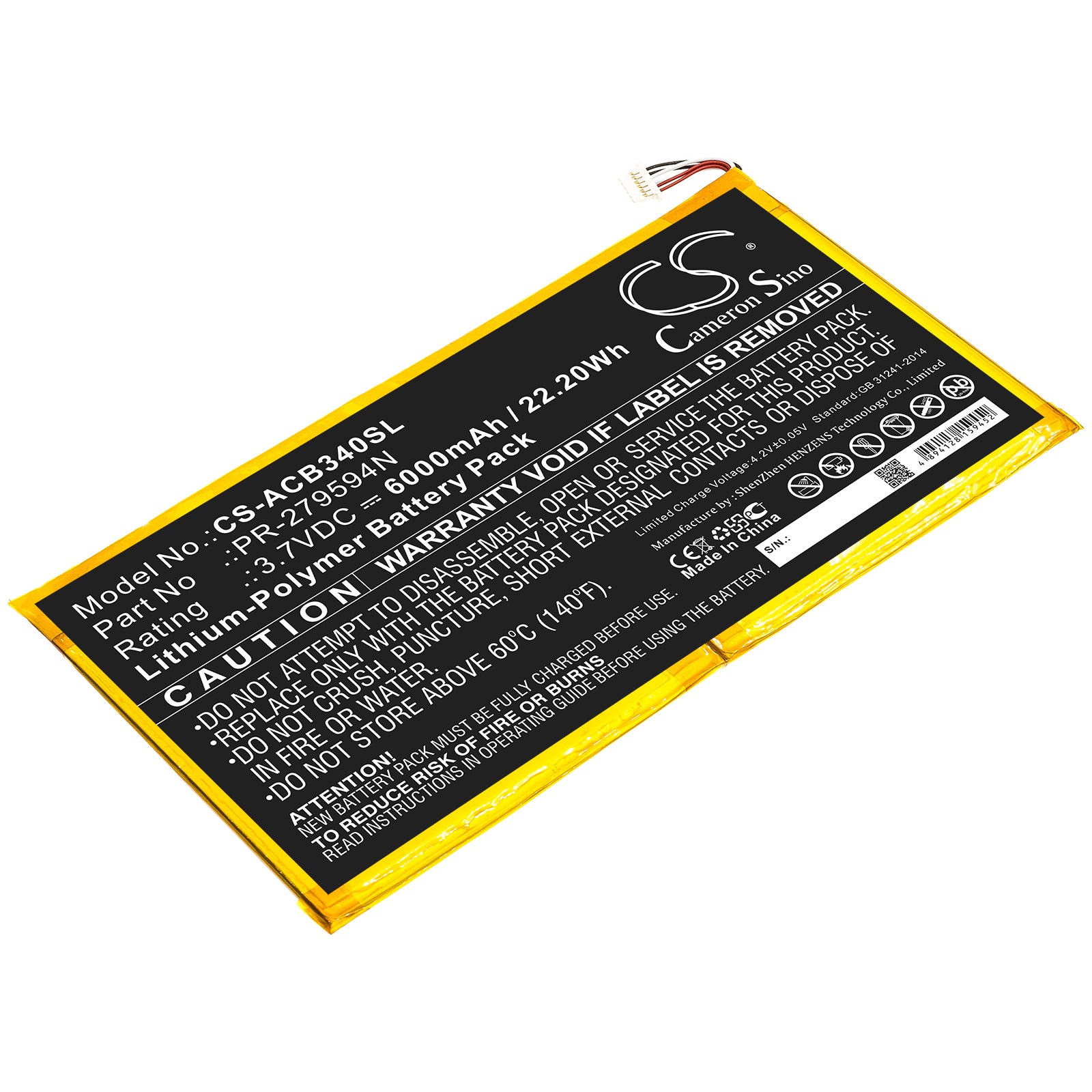 CS-ACB340SL Replacement Battery – Compatible with Iconia One 10 B3-A40