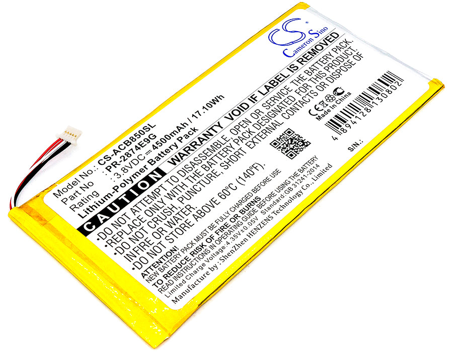 3.8V 4500mAh/17.10Wh Li-Polymer Tablet Battery for Acer
