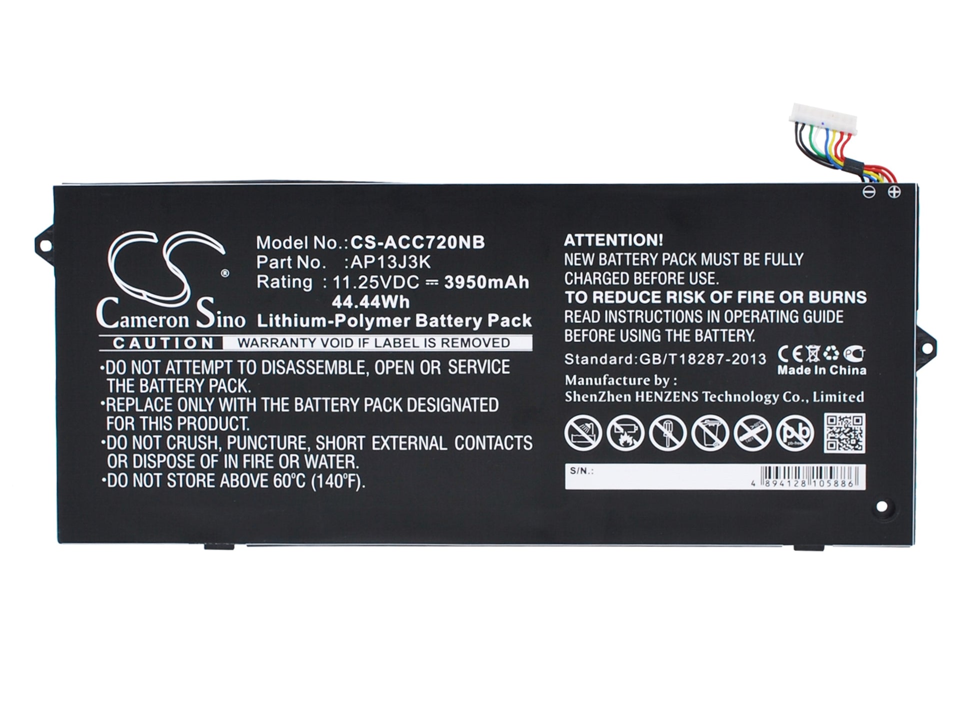 11.25V 3950mAh/44.44Wh Li-Polymer Notebook/Laptop Battery for Acer