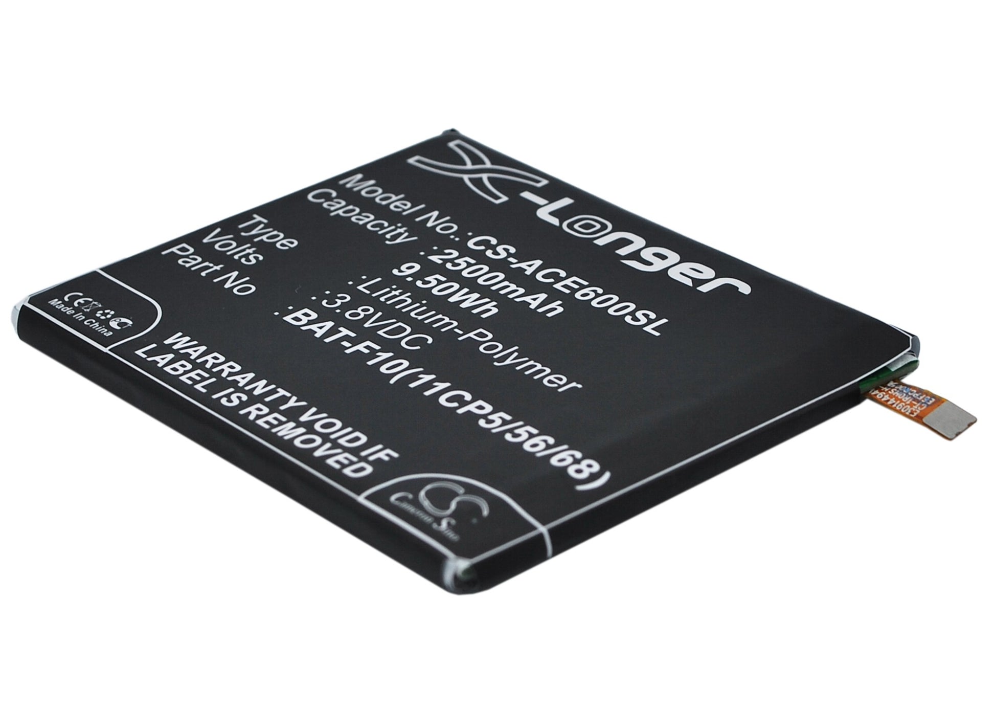 3.8V 2500mAh/9.50Wh Li-Polymer Mobile/SmartPhone Battery for Acer