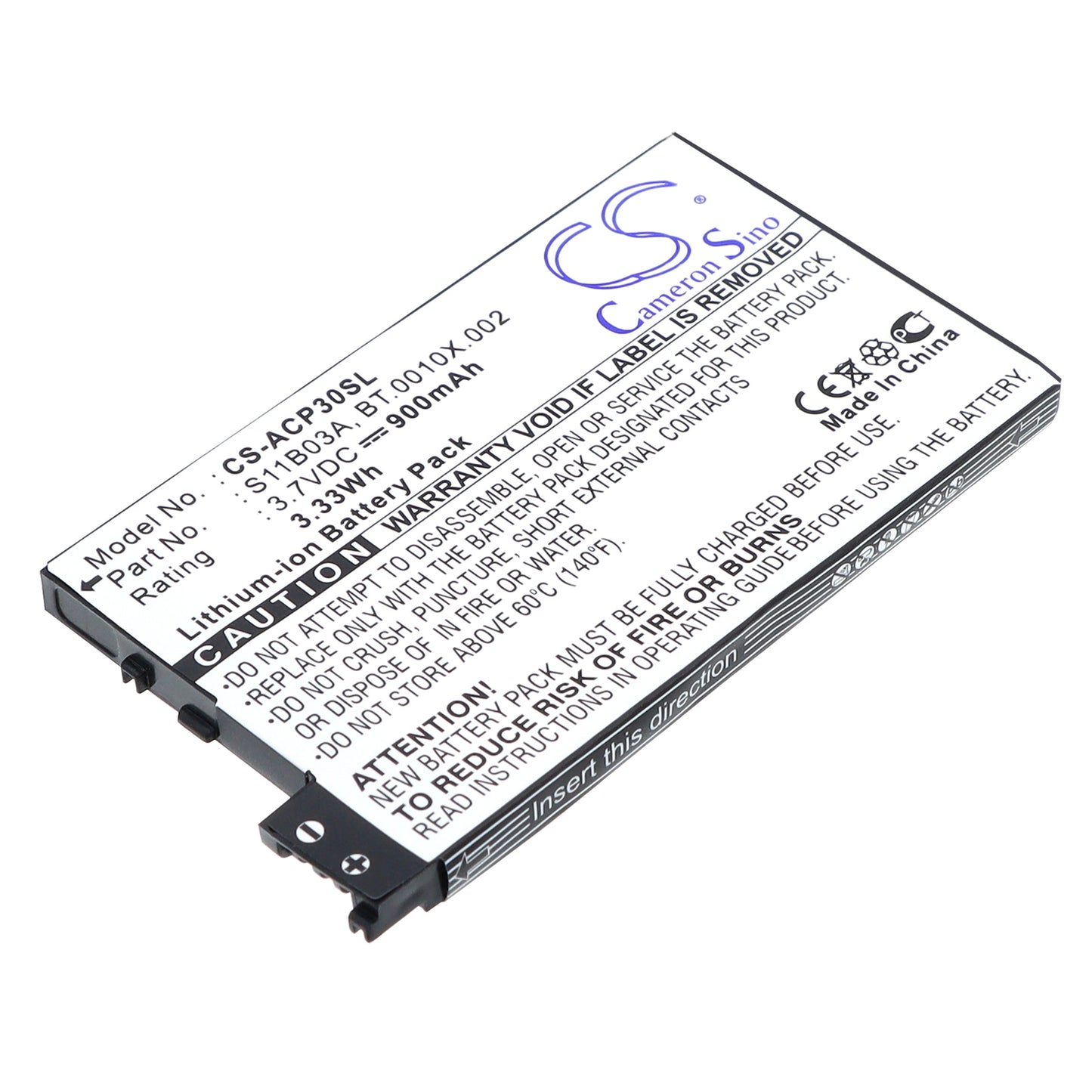 3.7V 900mAh/3.33Wh Li-ion Mobile/SmartPhone Battery for Acer