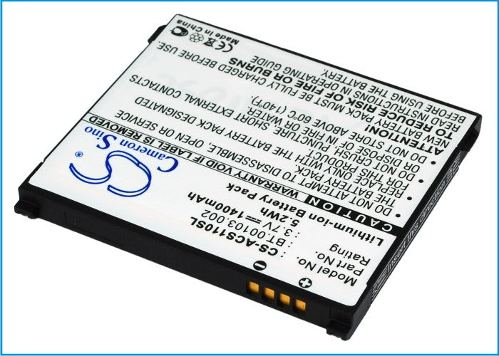 3.7V 1400mAh/5.2Wh Li-ion Mobile/SmartPhone Battery for Acer