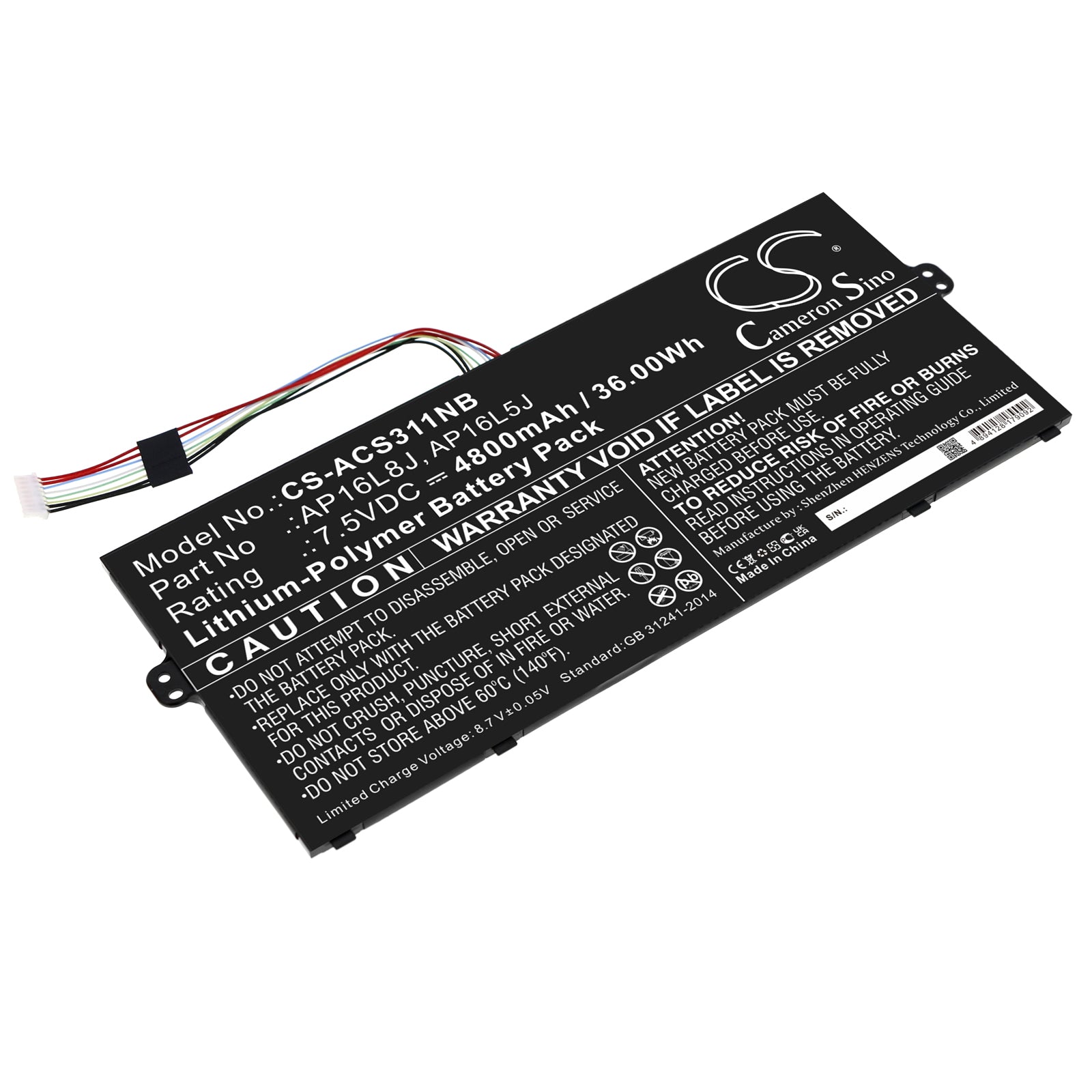 CS-ACS311NB Replacement Battery – Compatible with Chromebook Spin 311 CP311-2H, Chromebook Spin 311 CP311-3H, Chromebook Spin 311 CP311-3H-K, Chromebook Spin 311 CP311-3H-K, Chromebook Spin 311 CP311-3H-K, Chromebook SPIN 311 CP311-3H-K, Chromebook SPIN 311 CP311-3H-K, Chromebook Spin 513 CP513-1H, Chromebook Spin 513 CP513-1HL, Chromebook Spin 513 R841LT, Chromebook Spin 513 R841T, KT.00205.002, NX.GTMEK.003, NX.GTMEK.005, NX.GTMSG.006, NX.GU4SG.003, NX.GU4SI.005, NX.H7HEG.001, NX.H7HEK.002,