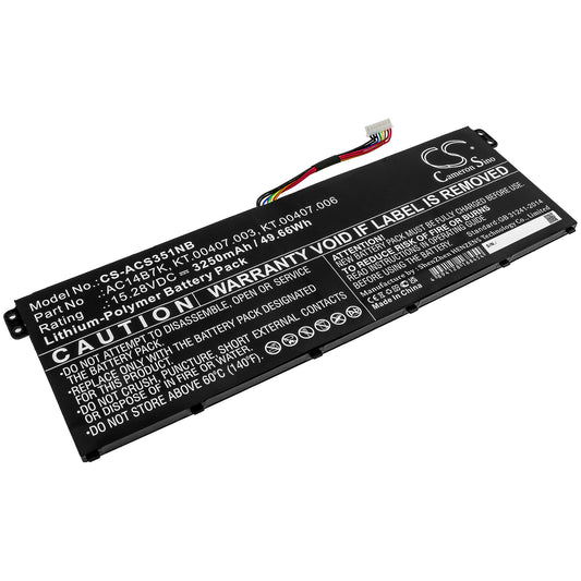 CS-ACS351NB Replacement Battery – Compatible with Aspire 5 A515-41G-18Z3, Aspire 5 A515-52-31Q2, Aspire 7 A715-71G-77B2, Aspire E5-771-57KENX.GSUEK.013, Aspire ES1-572-3289, Aspire ES1-572-368G, Aspire ES1-572-37QU, Aspire ES1-572-3913, Aspire ES1-711-C231, Chromebook 13 CB5-311PS, Chromebook C730E-C9NN, Nitro 5 AN515-41-19HM, Nitro 5 AN515-41-F0QD, Nitro 5 AN515-41-F3GY, Nitro 5 AN515-41-F3K8, Nitro 5 AN515-41-F583, NITRO 5 AN515-41-F5RL, Nitro 5 AN515-41-F6VS, Nitro 5 AN515-41-F7GB, Nitro 5