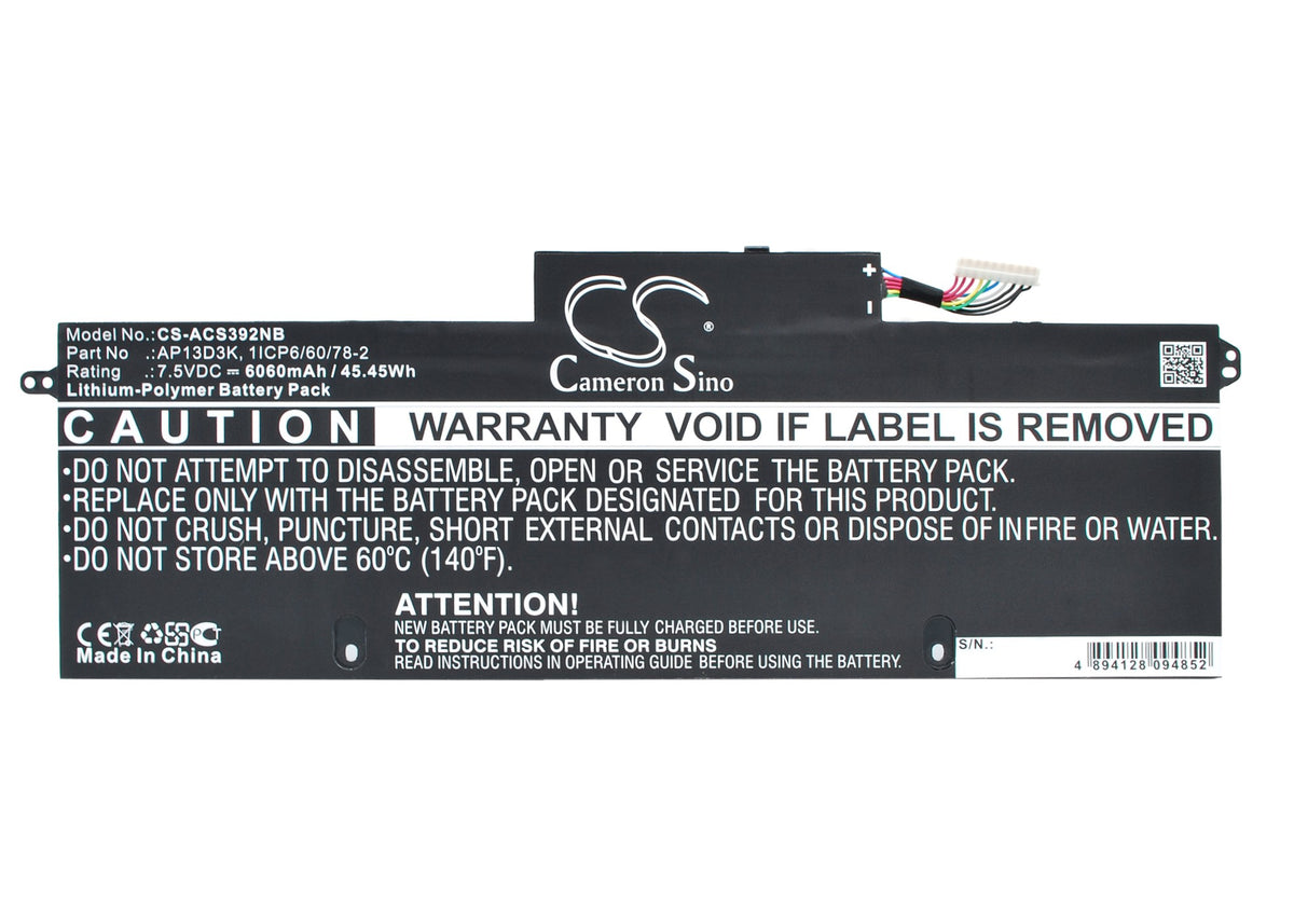 7.5V 6060mAh/45.45Wh Li-Polymer Notebook/Laptop Battery for Acer