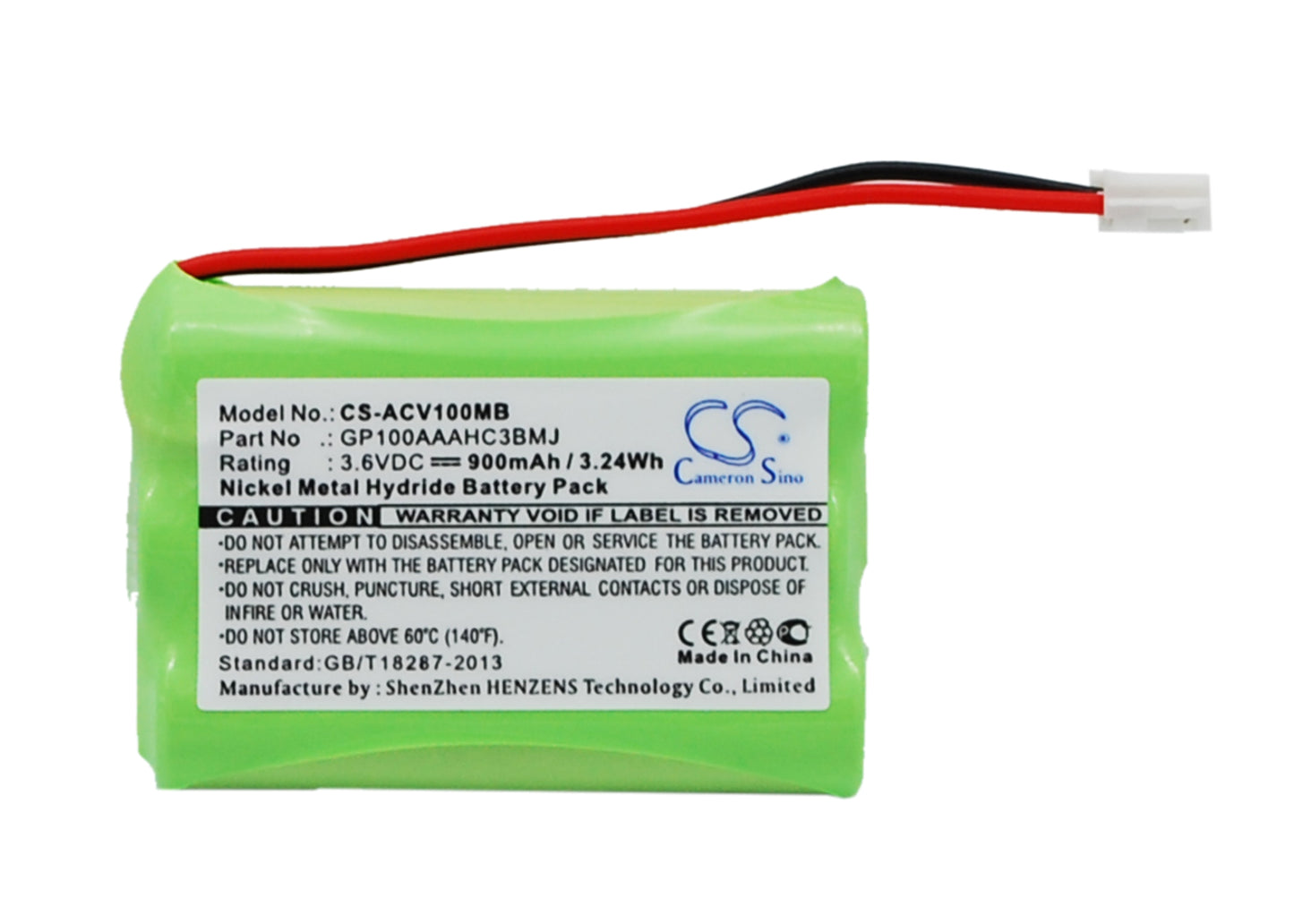 3.6V 900mAh/3.24Wh Ni-MH BabyPhone Battery for Audioline