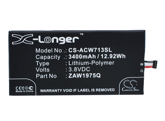 3.8V 3400mAh/12.92Wh Li-Polymer Tablet Battery for Acer