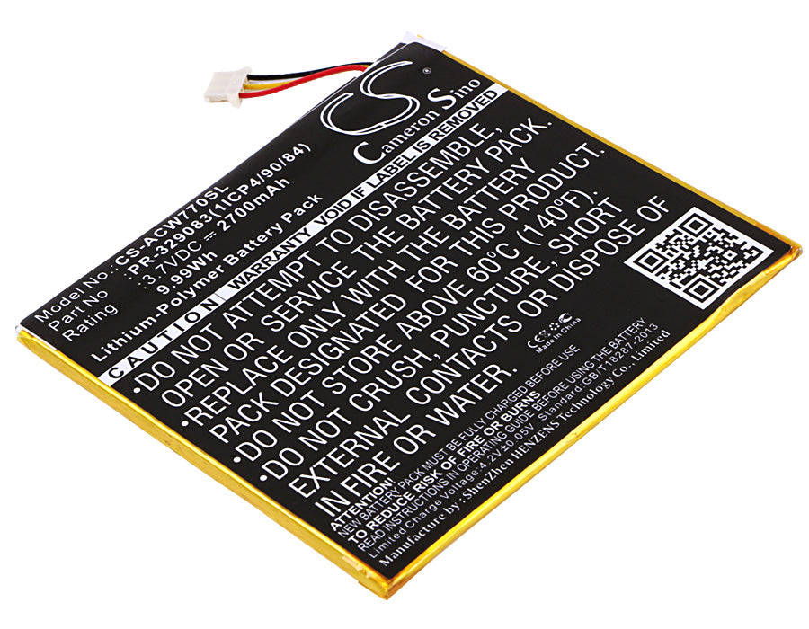 3.7V 2700mAh/9.99Wh Li-Polymer Tablet Battery for Acer