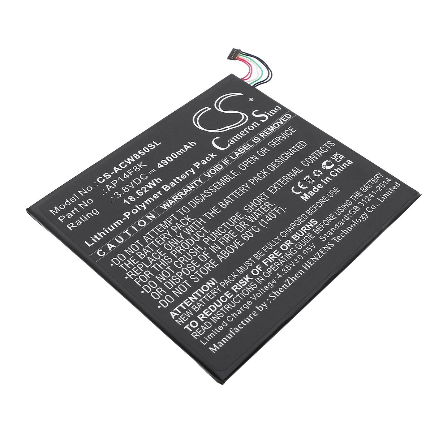 3.8V 4900mAh/18.62Wh Li-Polymer Tablet Battery for Acer