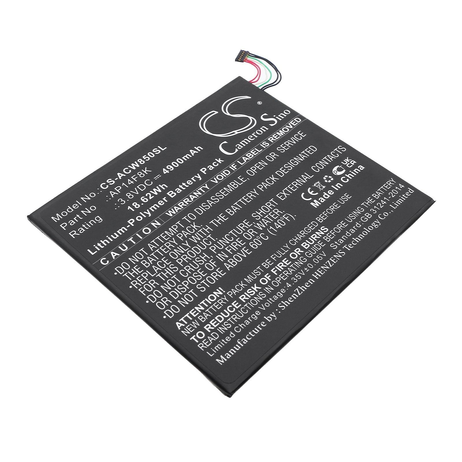 3.8V 4900mAh/18.62Wh Li-Polymer Tablet Battery for Acer