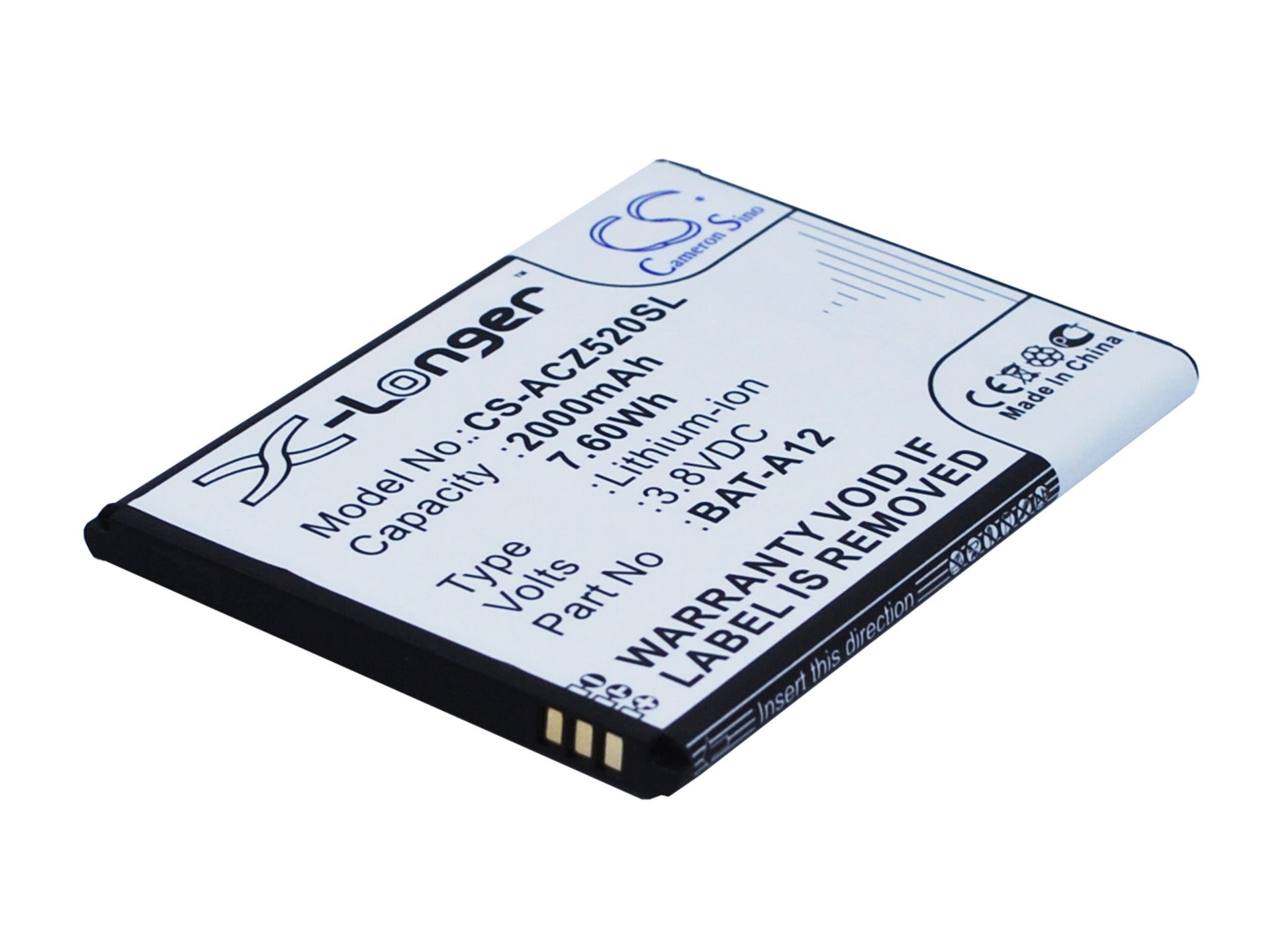 3.8V 2000mAh/7.60Wh Li-ion Mobile/SmartPhone Battery for Acer