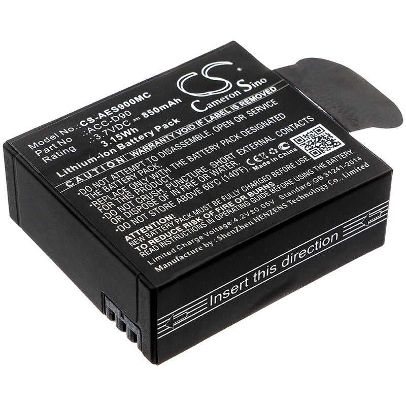 3.7V 850mAh/3.15Wh Li-ion Camera Battery for AEE