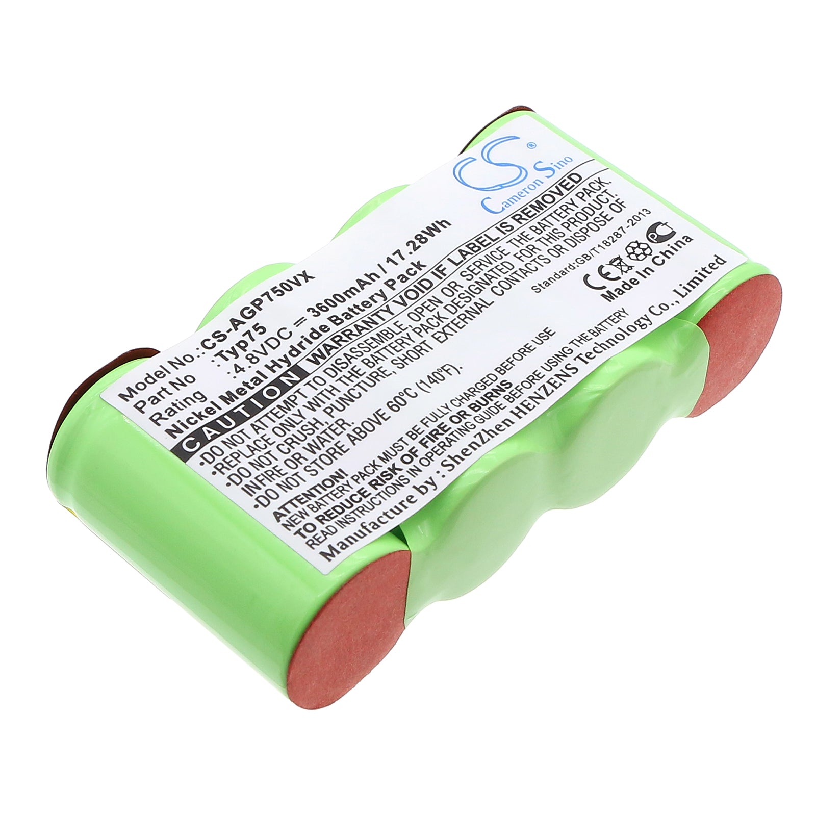 4.8V 3600mAh/17.28Wh Ni-MH Vacuum Battery for AEG