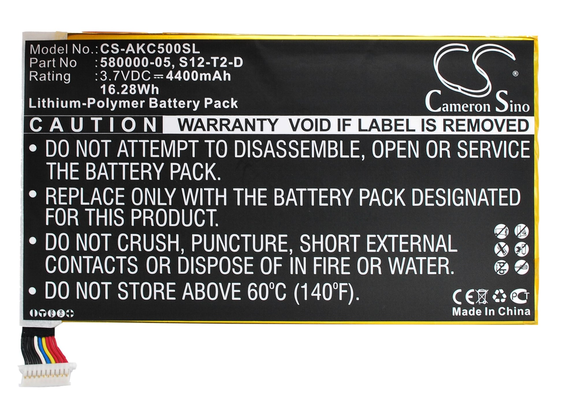 3.7V 4400mAh/16.28Wh Li-Polymer Tablet Battery for Amazon