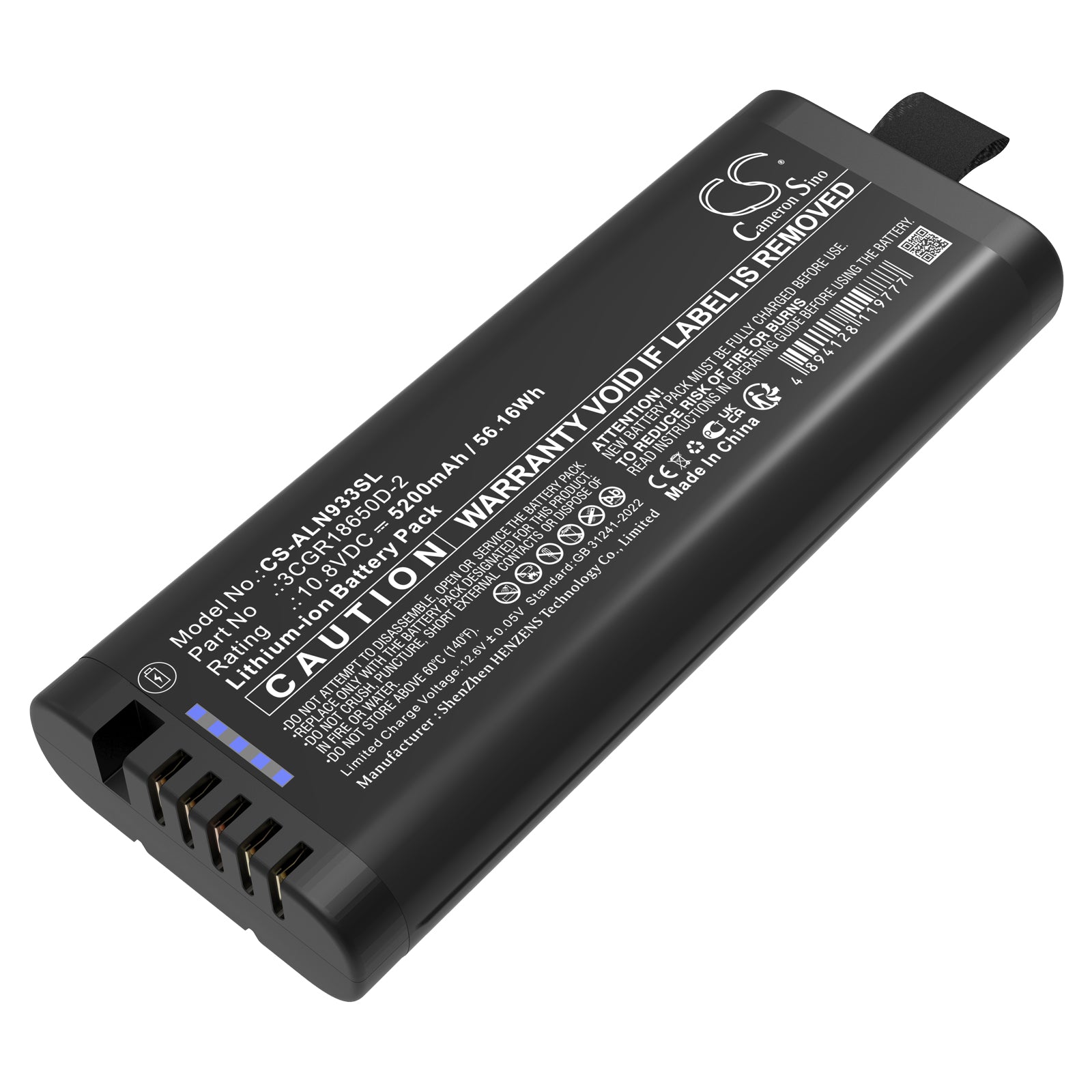 10.8V 5200mAh/56.16Wh Li-ion Medical Battery for Agilent