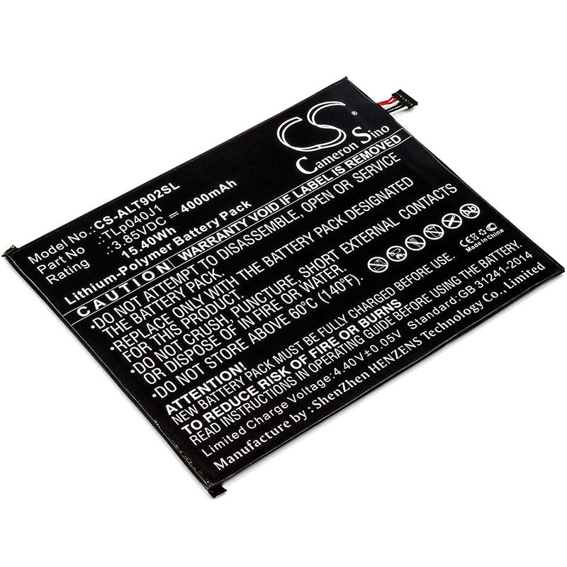3.85V 4000mAh/15.40Wh Li-Polymer Tablet Battery for Alcatel