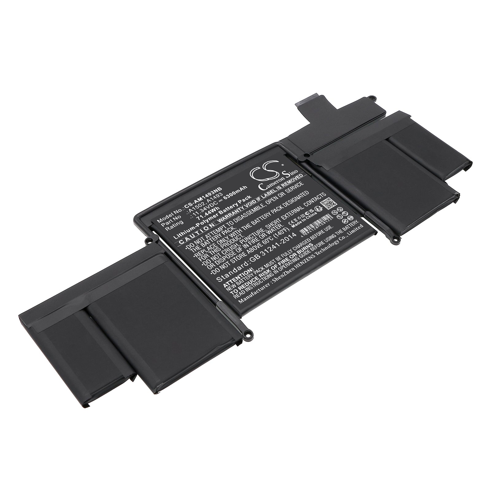 11.34V 6300mAh/71.44Wh Li-Polymer Notebook/Laptop Battery for Apple