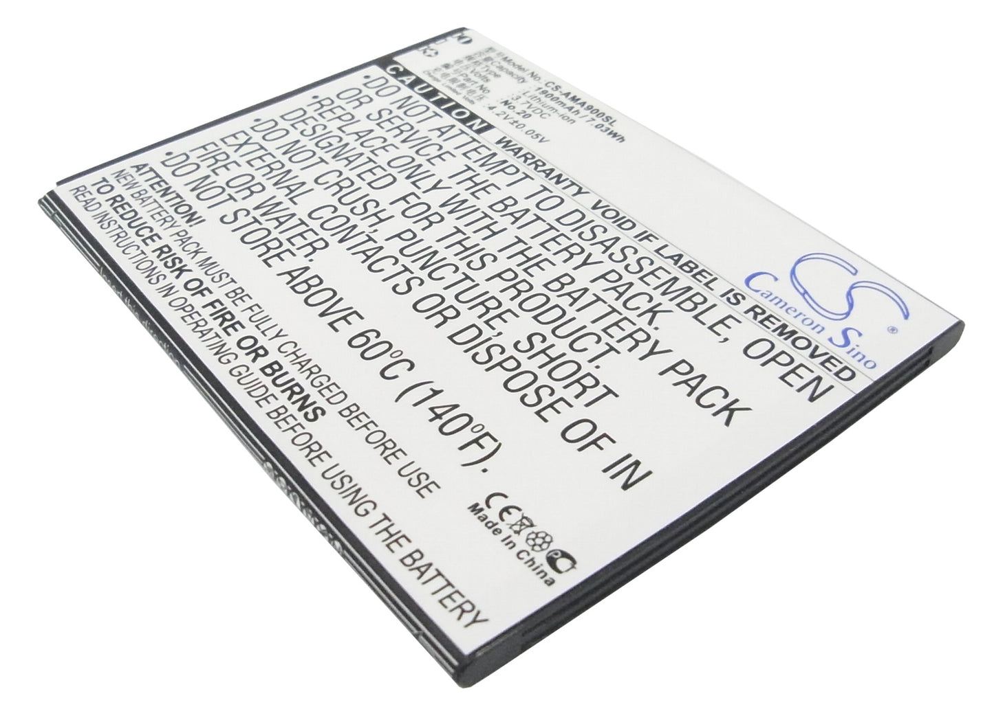 3.7V 1900mAh/7.03Wh Li-ion Mobile/SmartPhone Battery for AMOI