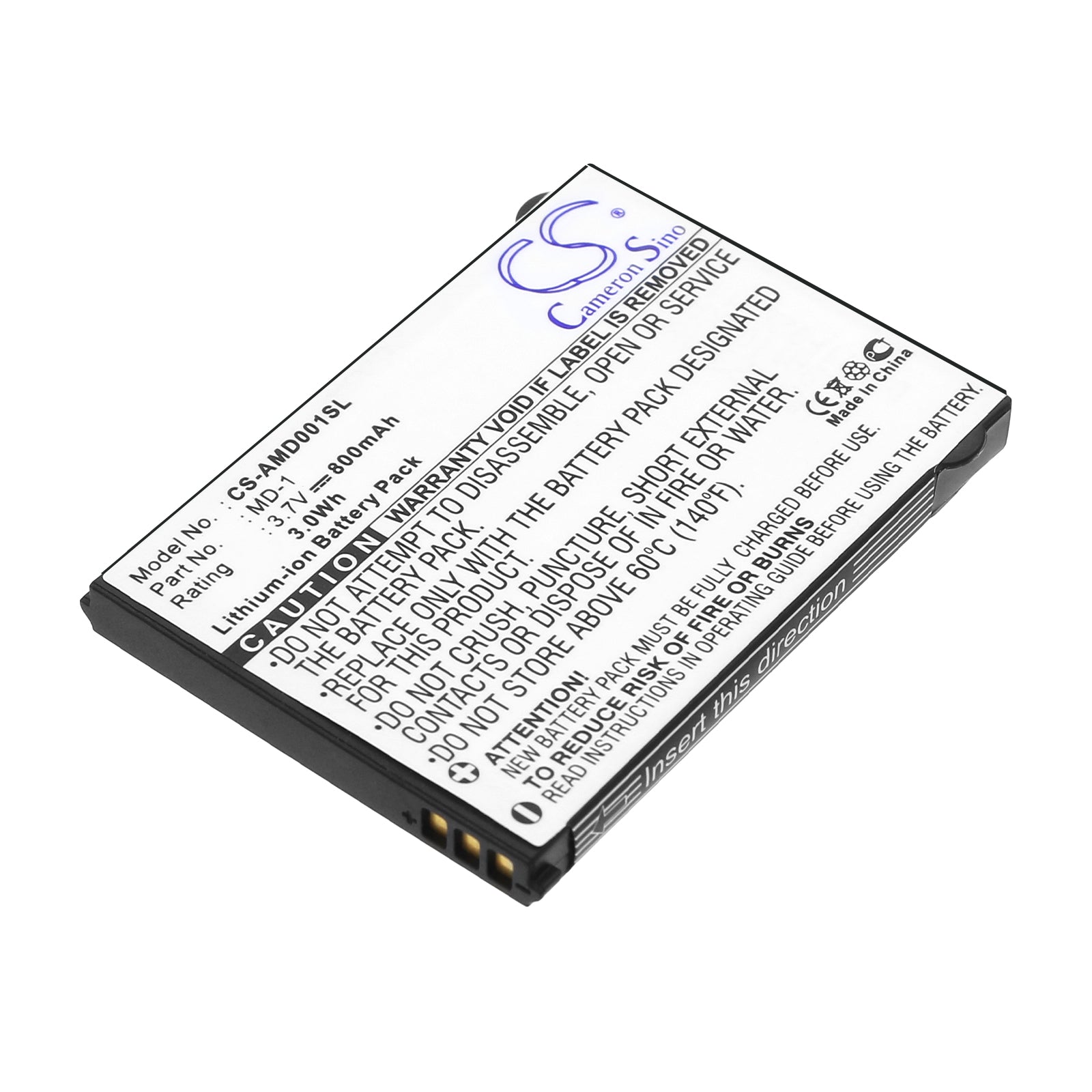 3.7V 800mAh/3.0Wh Li-ion VoIP Phone Battery for AMOI