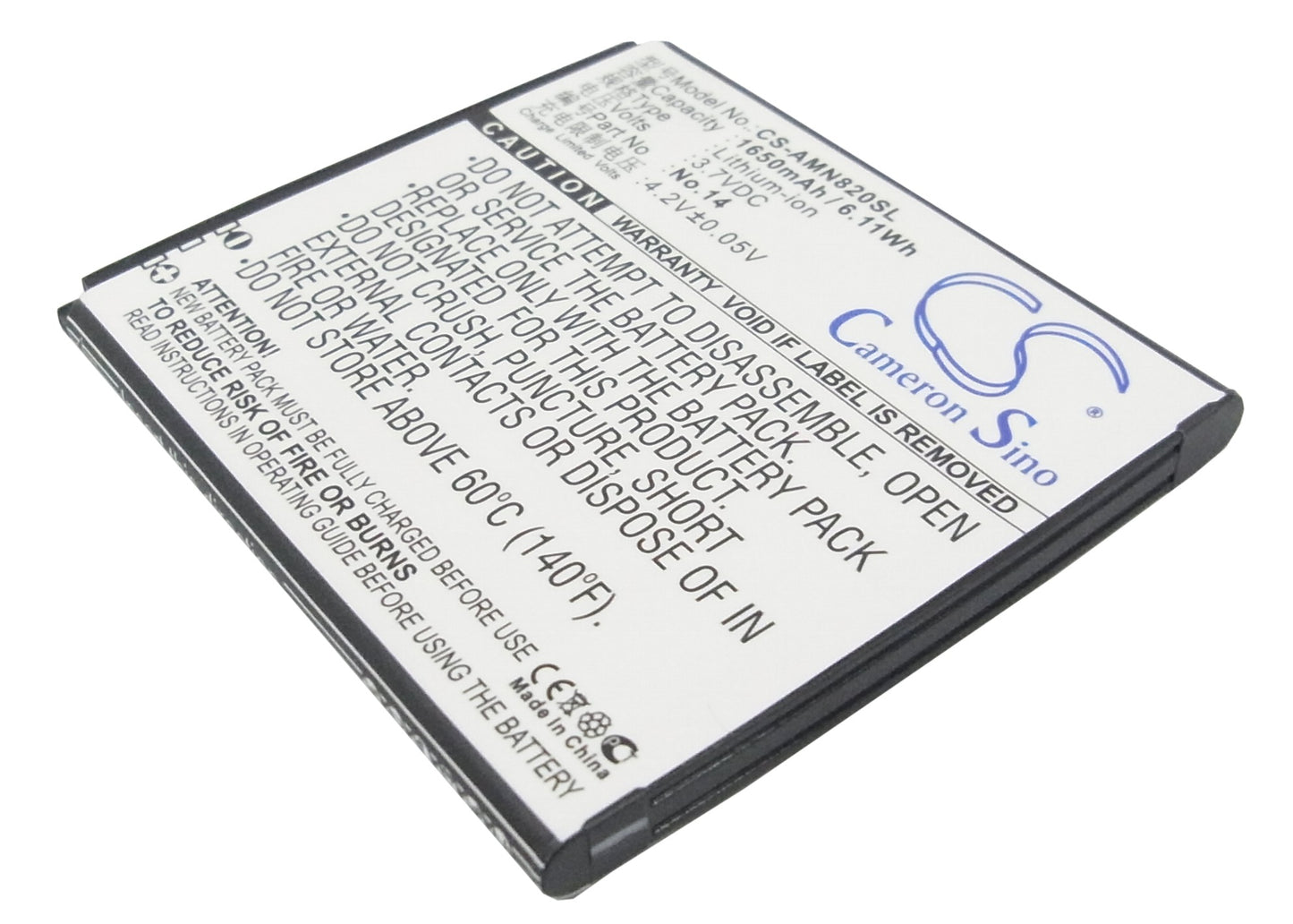 3.7V 1650mAh/6.11Wh Li-ion Mobile/SmartPhone Battery for AMOI