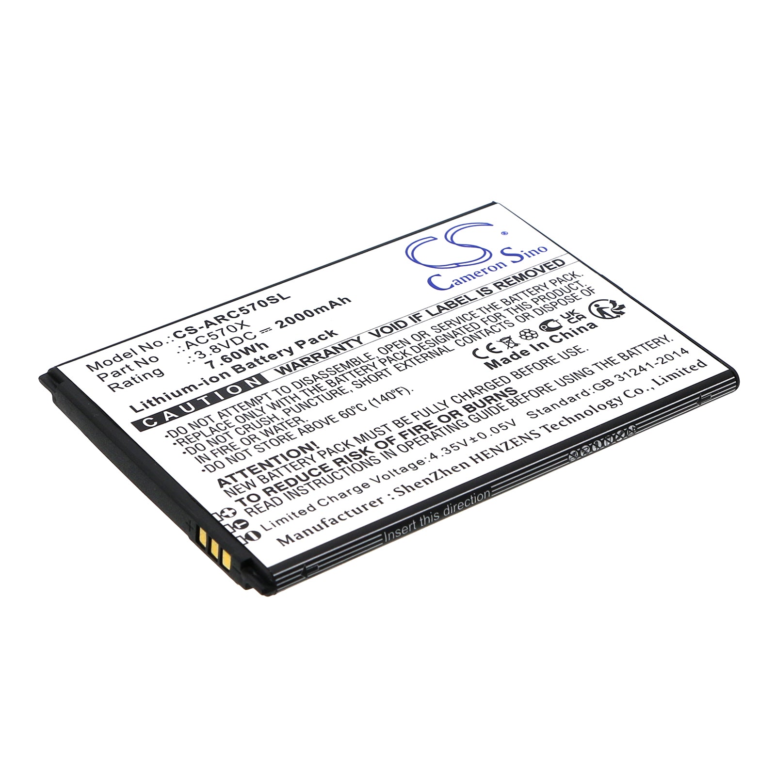 CS-ARC570SL Replacement Battery – Compatible with OXYGEN 57