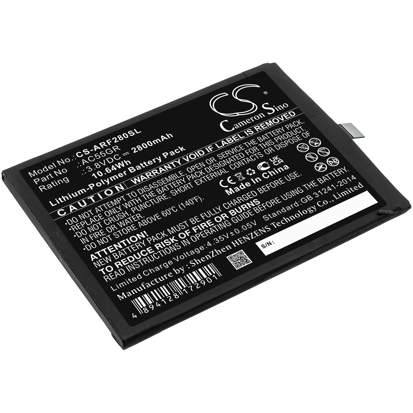 CS-ARF280SL Replacement Battery – Compatible with 5.5 Hero V3, BSF28