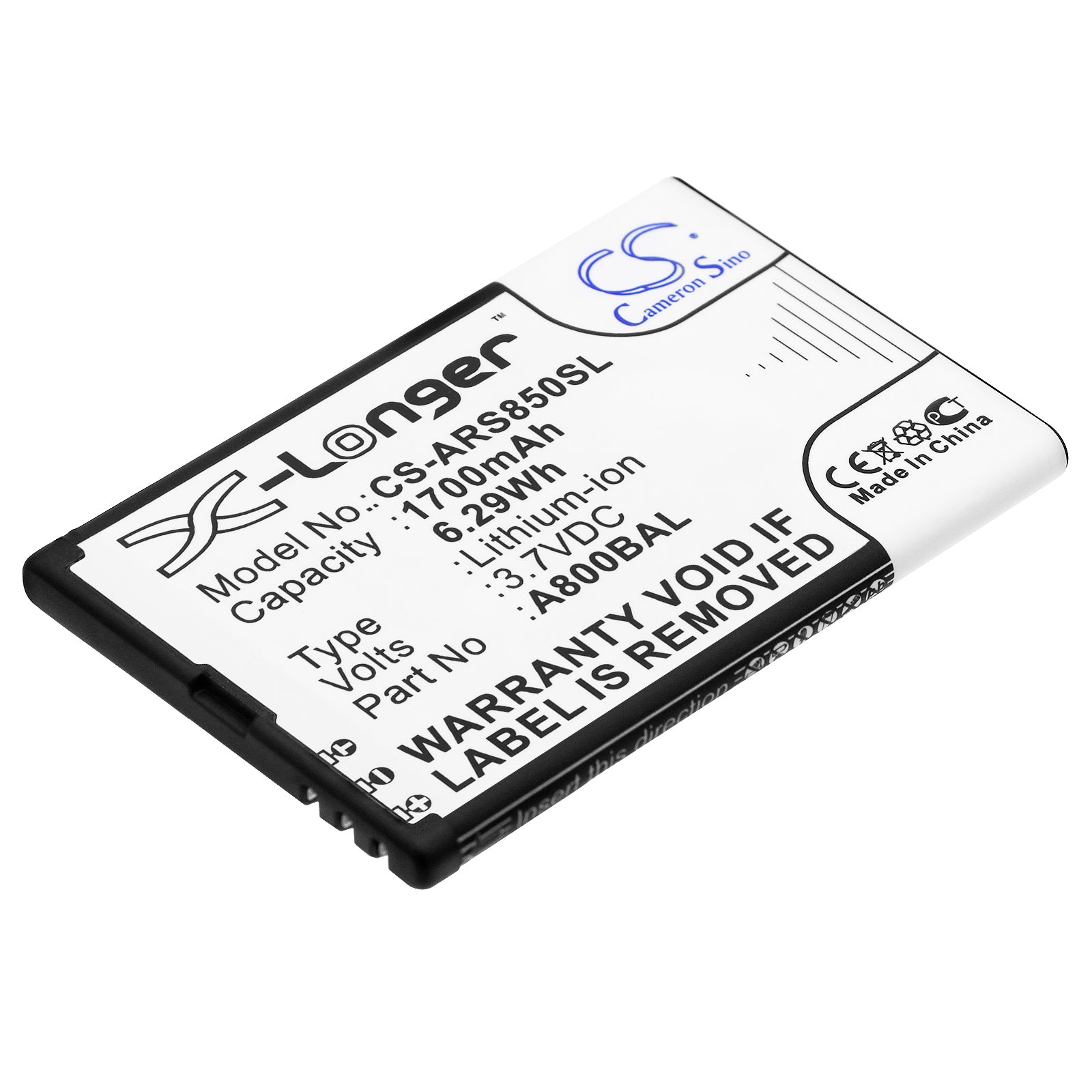 3.7V 1700mAh/6.29Wh Li-ion Mobile/SmartPhone Battery for Maxcom