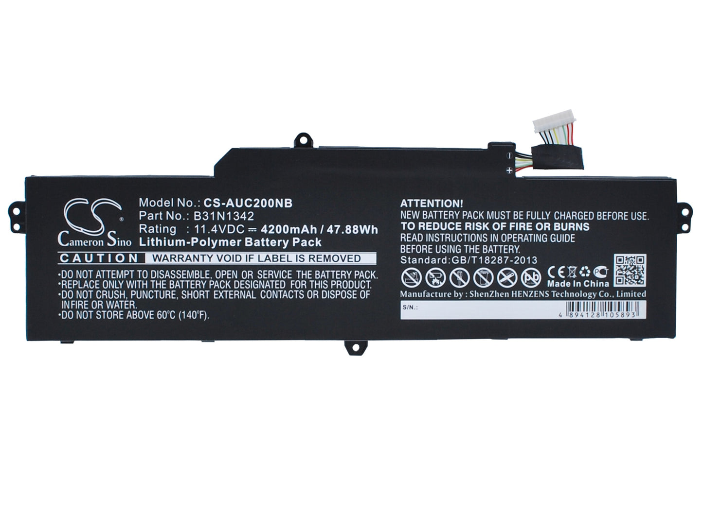 11.4V 4200mAh/47.88Wh Li-Polymer Notebook/Laptop Battery for Asus
