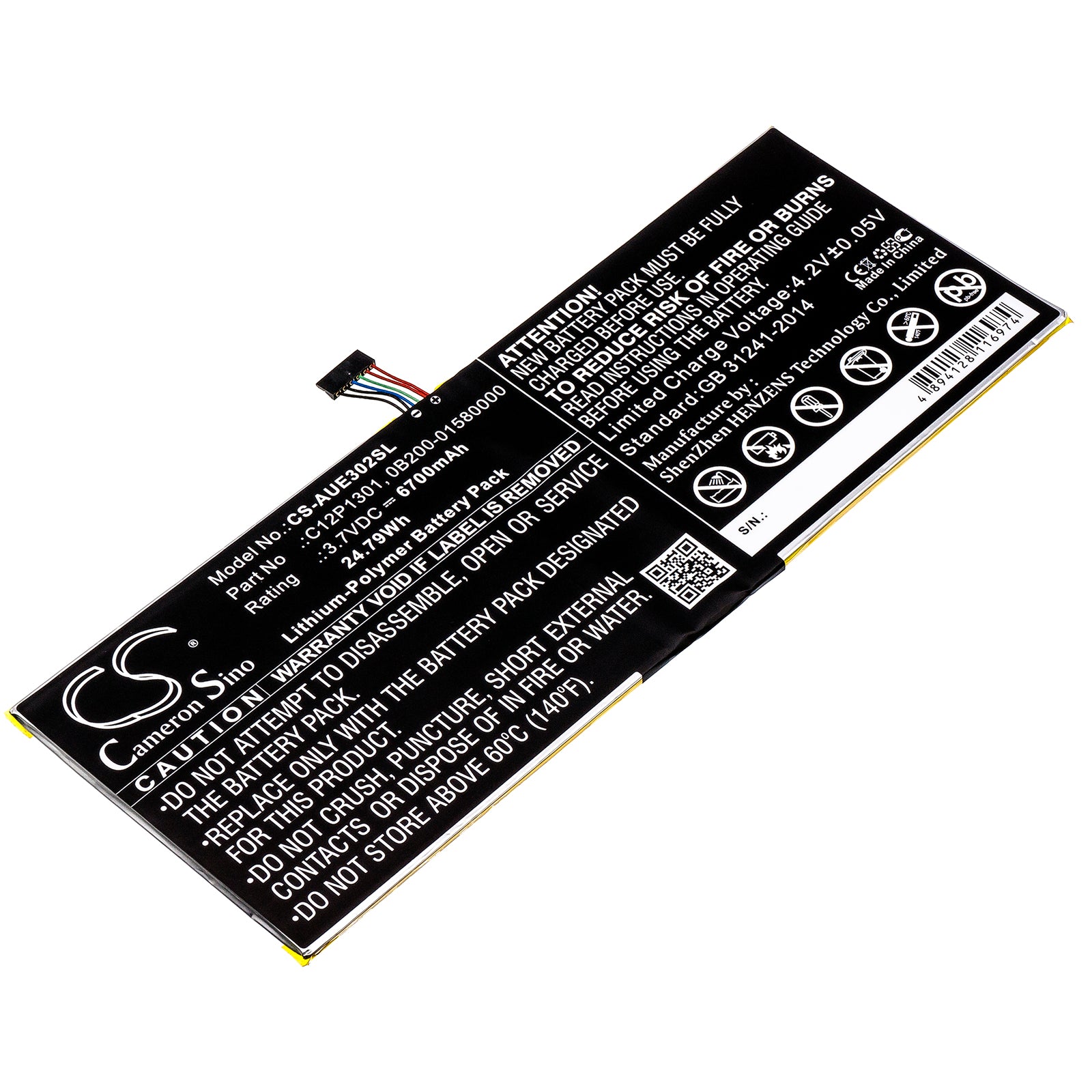 3.7V 6700mAh/24.79Wh Li-Polymer Tablet Battery for Asus