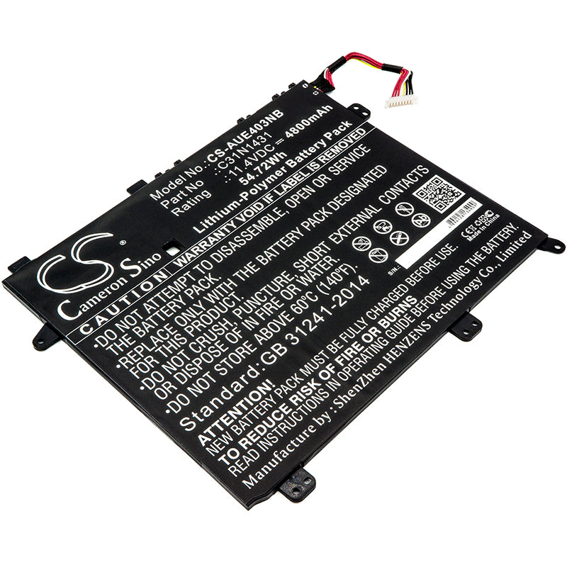 11.4V 4800mAh/54.72Wh Li-Polymer Notebook/Laptop Battery for Asus