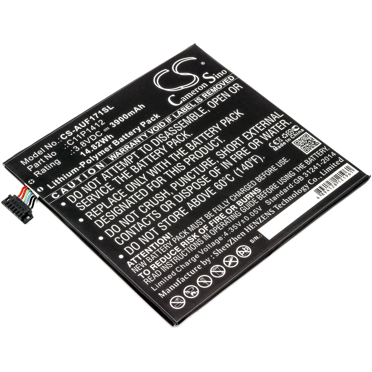 3.8V 3900mAh/14.82Wh Li-Polymer Tablet Battery for Asus