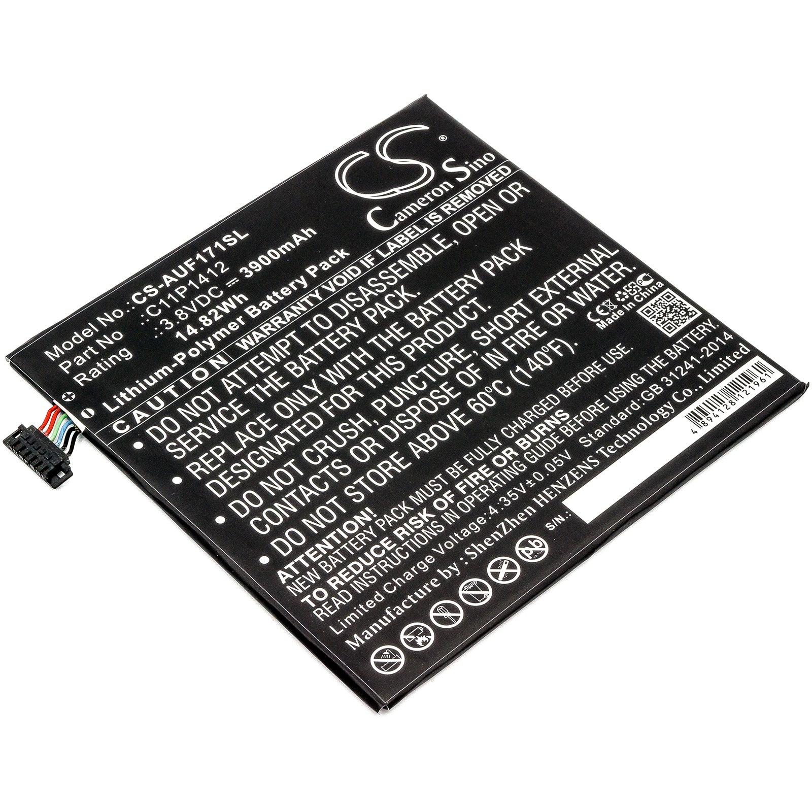 3.8V 3900mAh/14.82Wh Li-Polymer Tablet Battery for Asus