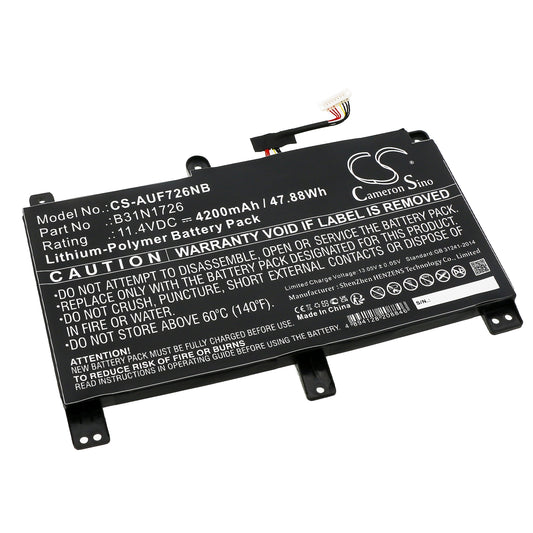 CS-AUF726NB Replacement Battery – Compatible with FX504, FX504G, FX504GD, FX504GD-0181D8750H, FX504GD-0191A8750H, FX504GD-DM364T, FX504GD-DM812T, FX504GD-E4021T, FX504GD-E4075, FX504GD-E41055, FX504GD-E4148T, FX504GD-E4292T, FX504GD-E4371T, FX504GD-E4603T, FX504GD-E4653T, FX504GD-EN1045, FX504GD-ES51, FX504GD-NH51, FX504GD-Q52SP-CB, FX504GE, FX504GE-0071A8750H, FX504GE-0131A8300H, FX504GE-0261A8750H, FX504GE-DM024, FX504GE-DM040T, FX504GE-DM043T, FX504GE-DM050, FX504GE-DM052, FX504GE-DM122T,