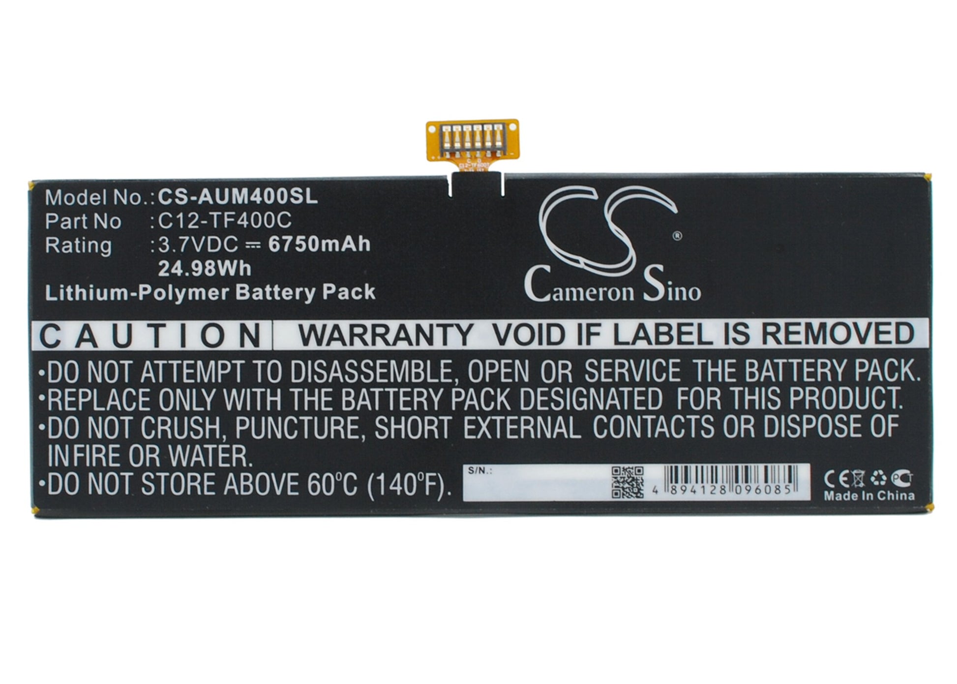 3.7V 6750mAh/24.98Wh Li-Polymer Tablet Battery for Asus