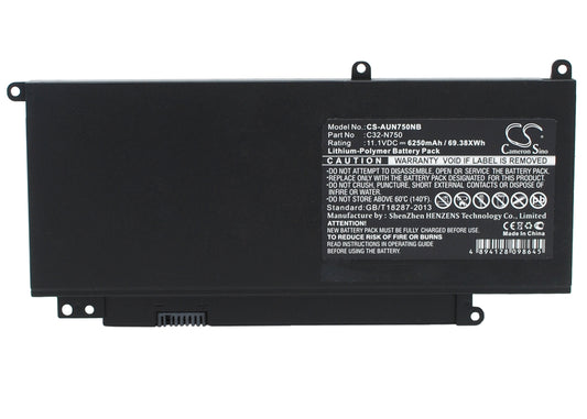 11.1V 6250mAh/69.38Wh Li-Polymer Notebook/Laptop Battery for Asus