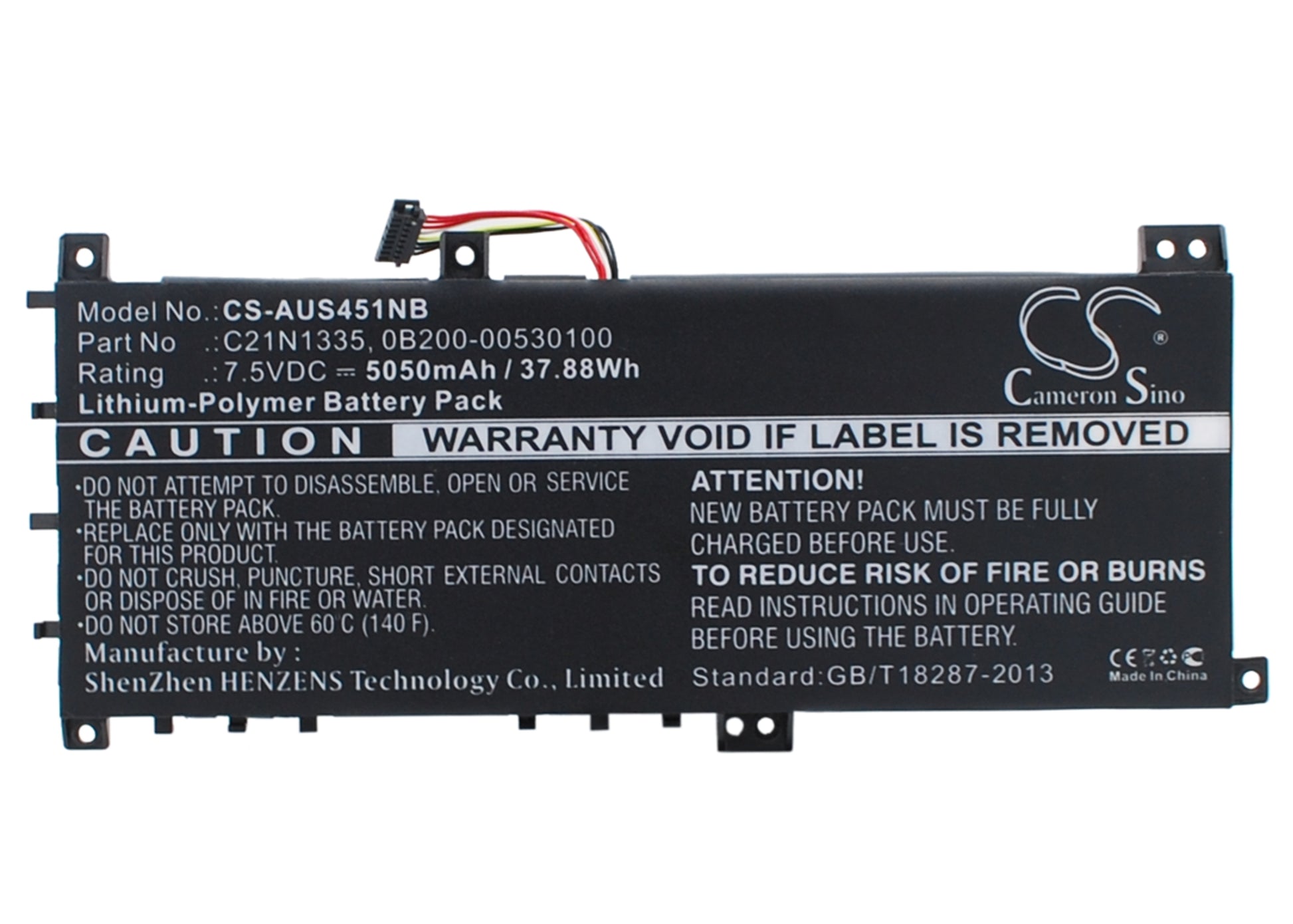 7.5V 5050mAh/37.88Wh Li-Polymer Notebook/Laptop Battery for Asus