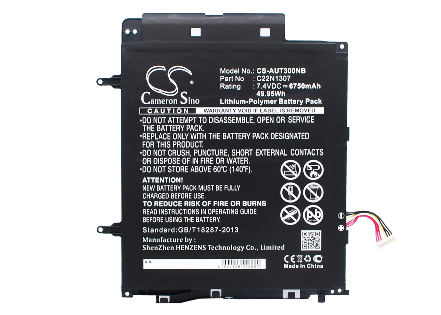 7.4V 6750mAh/49.95Wh Li-Polymer Notebook/Laptop Battery for Asus
