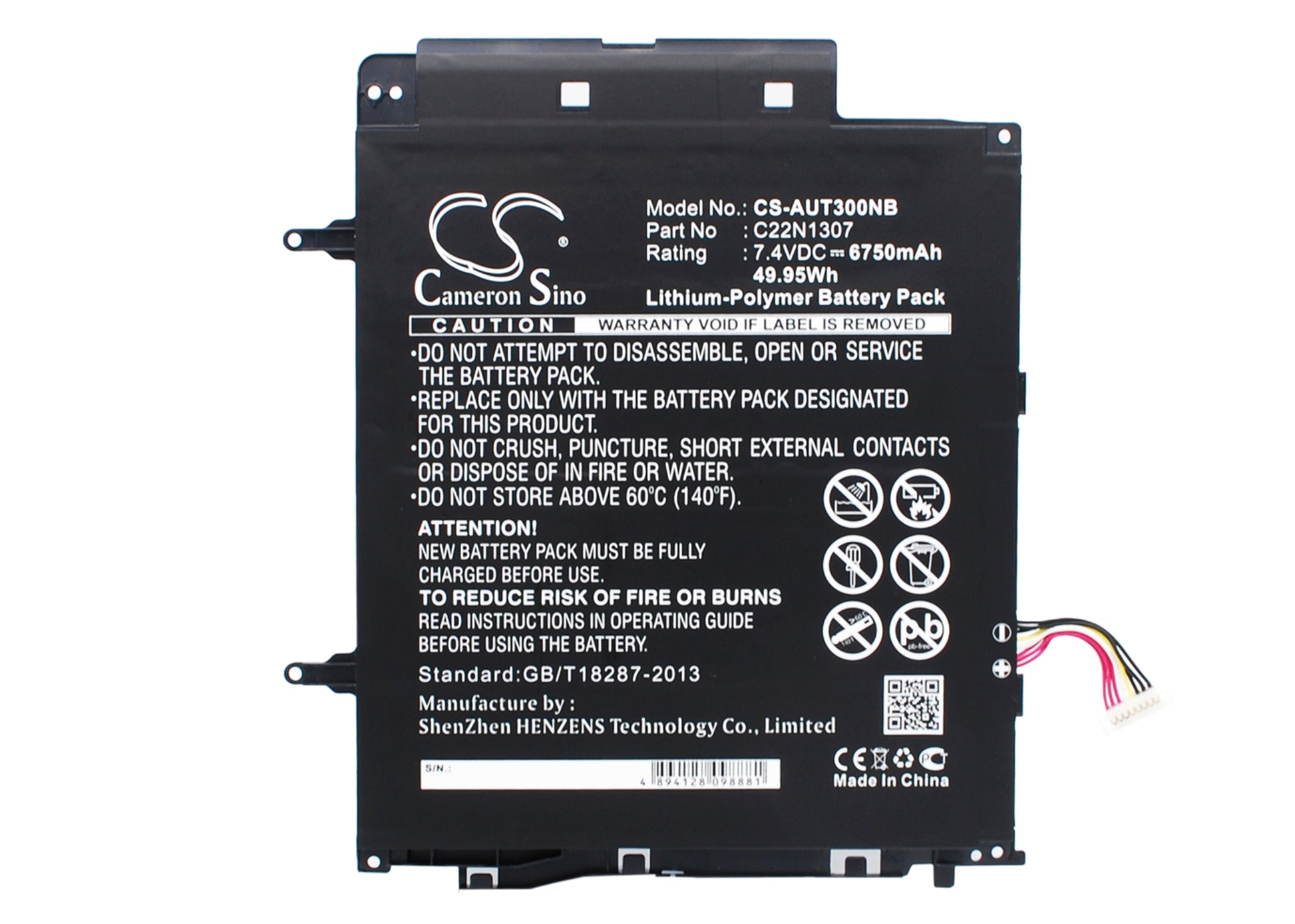 7.4V 6750mAh/49.95Wh Li-Polymer Notebook/Laptop Battery for Asus