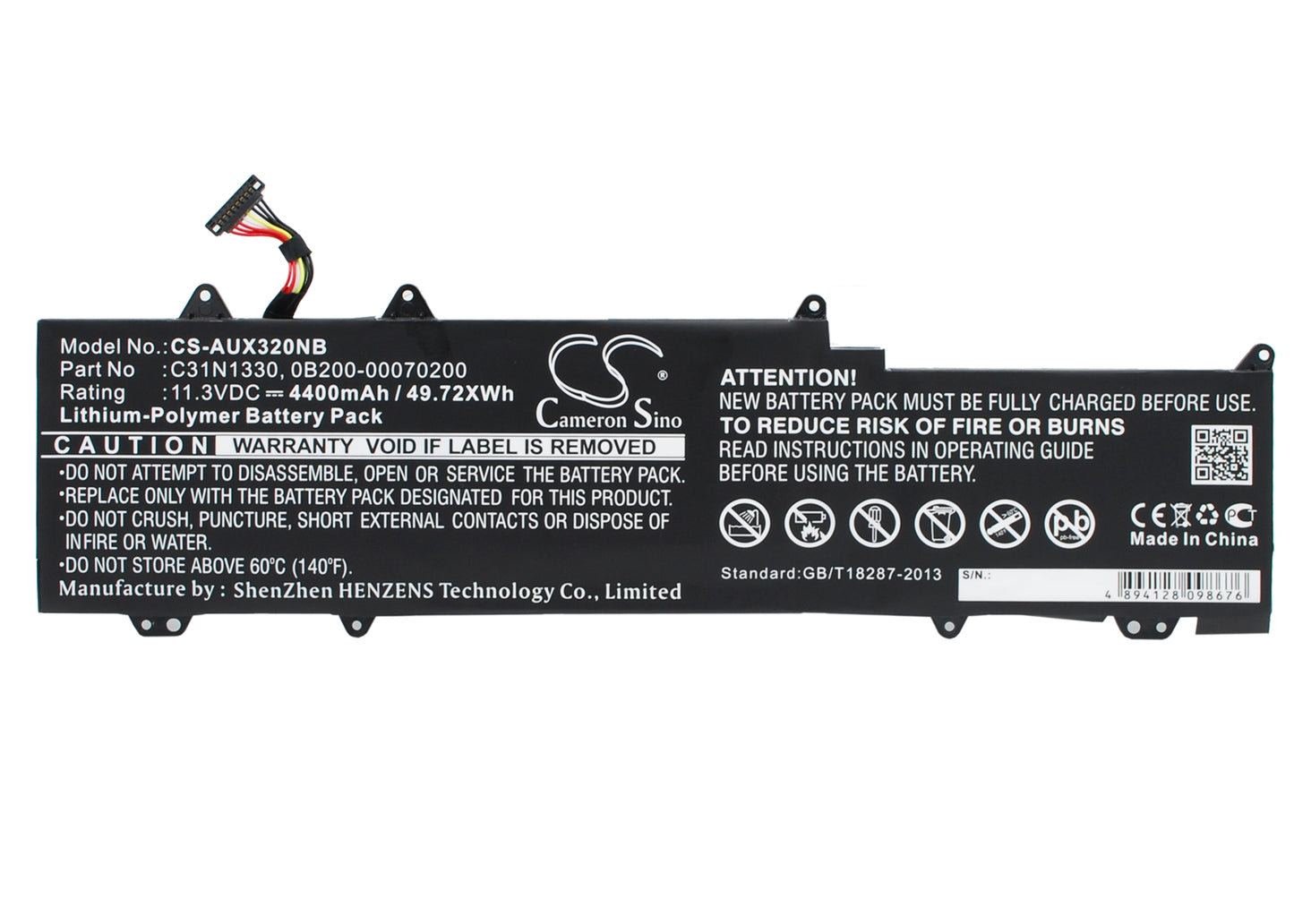 11.3V 4400mAh/49.72Wh Li-Polymer Notebook/Laptop Battery for Asus