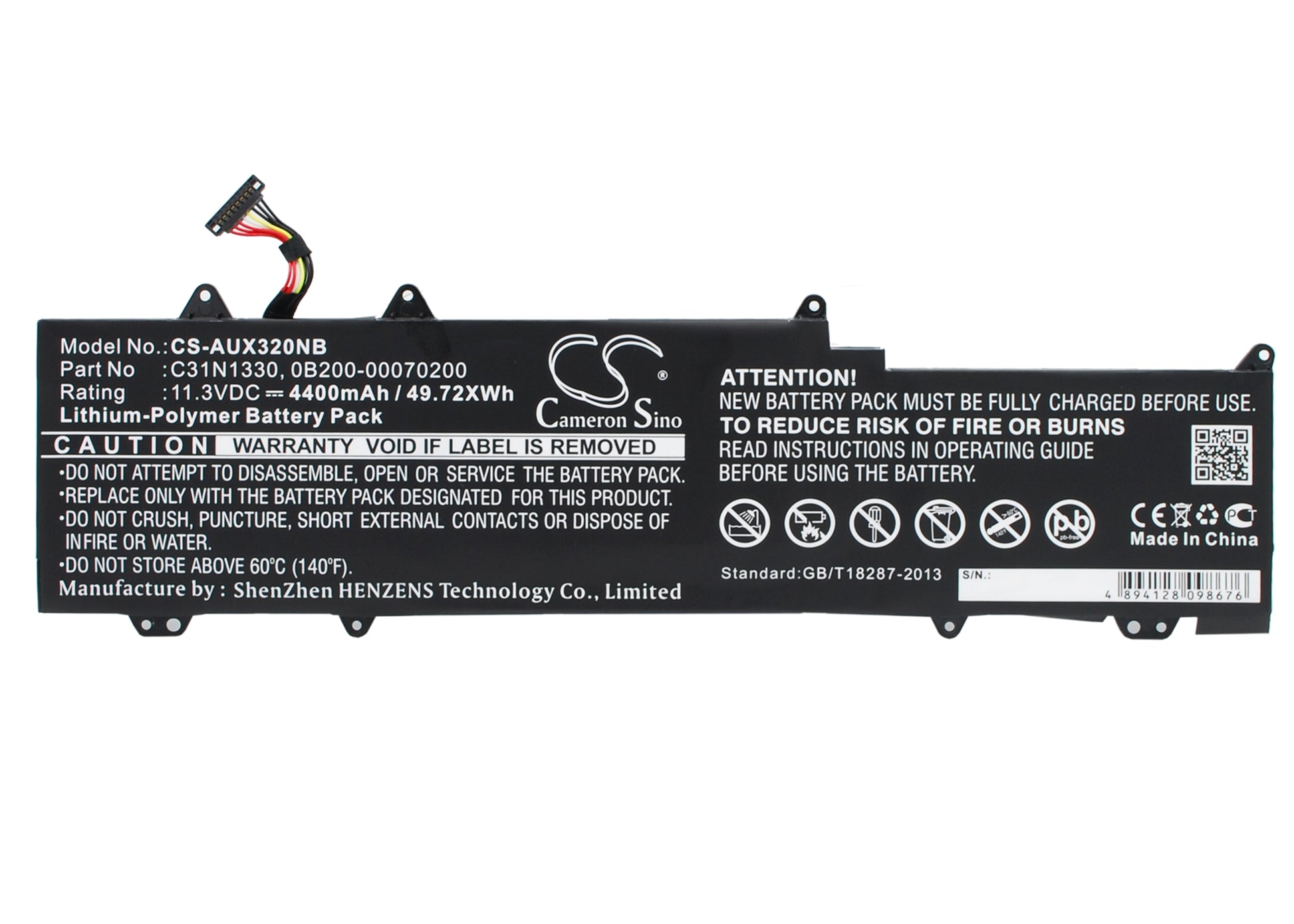 11.3V 4400mAh/49.72Wh Li-Polymer Notebook/Laptop Battery for Asus