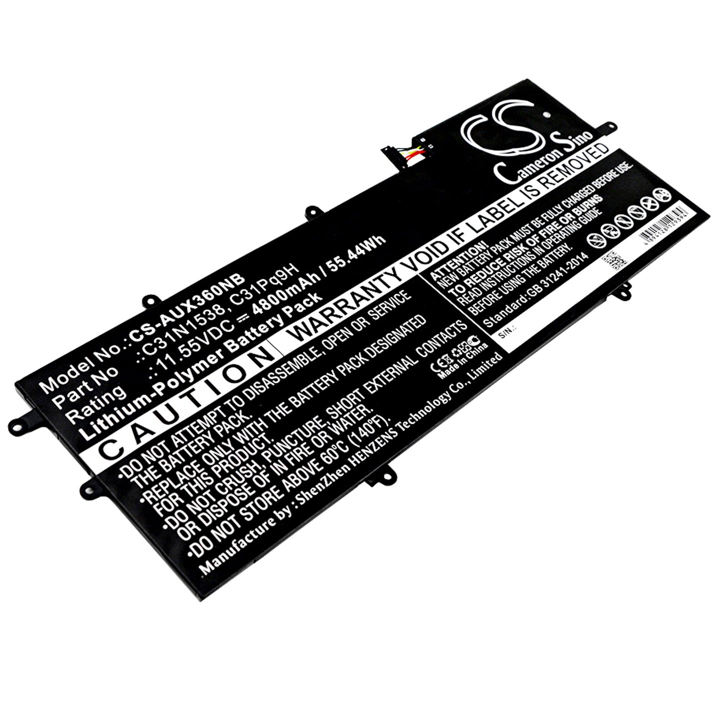 11.55V 4800mAh/55.44Wh Li-Polymer Notebook/Laptop Battery for Asus