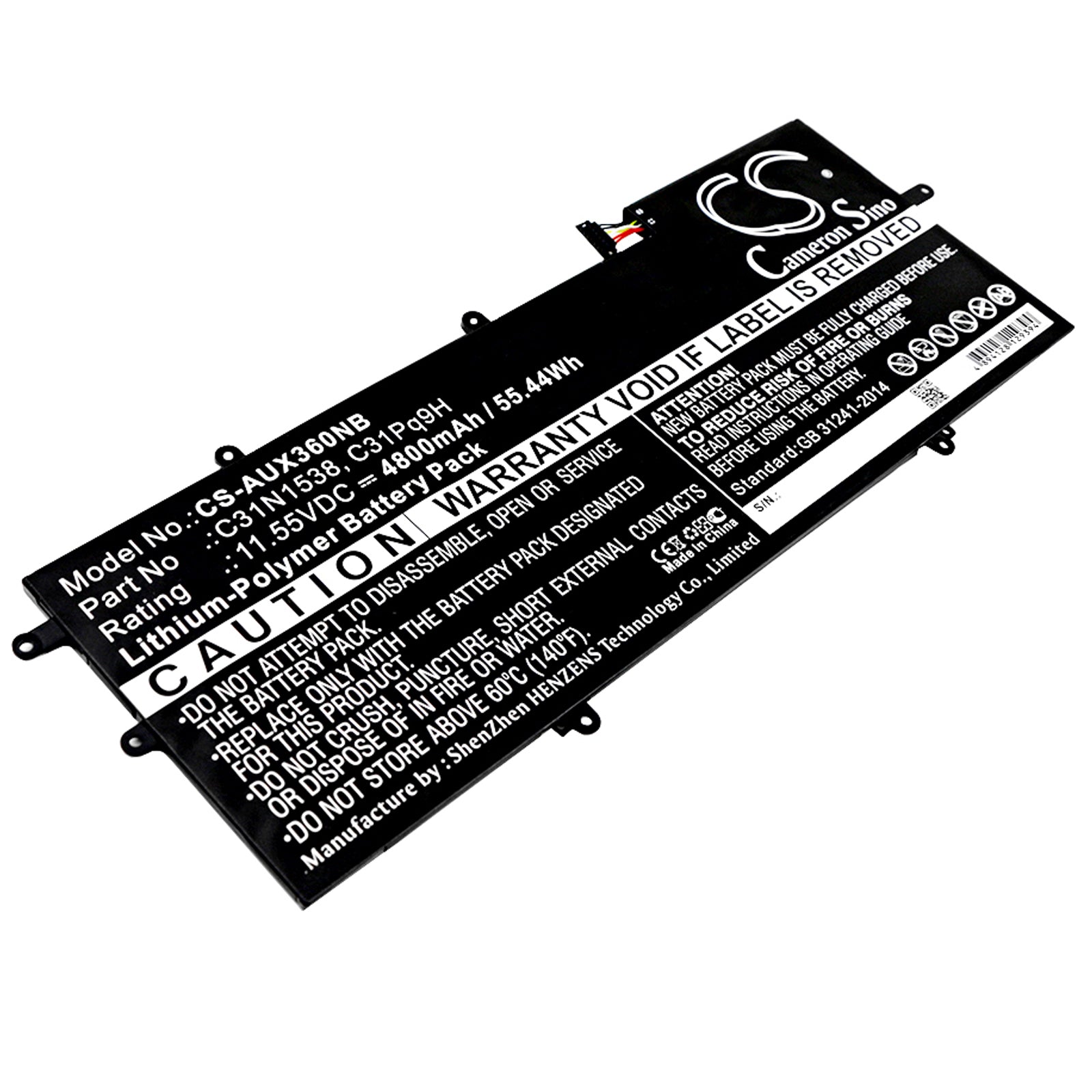 11.55V 4800mAh/55.44Wh Li-Polymer Notebook/Laptop Battery for Asus