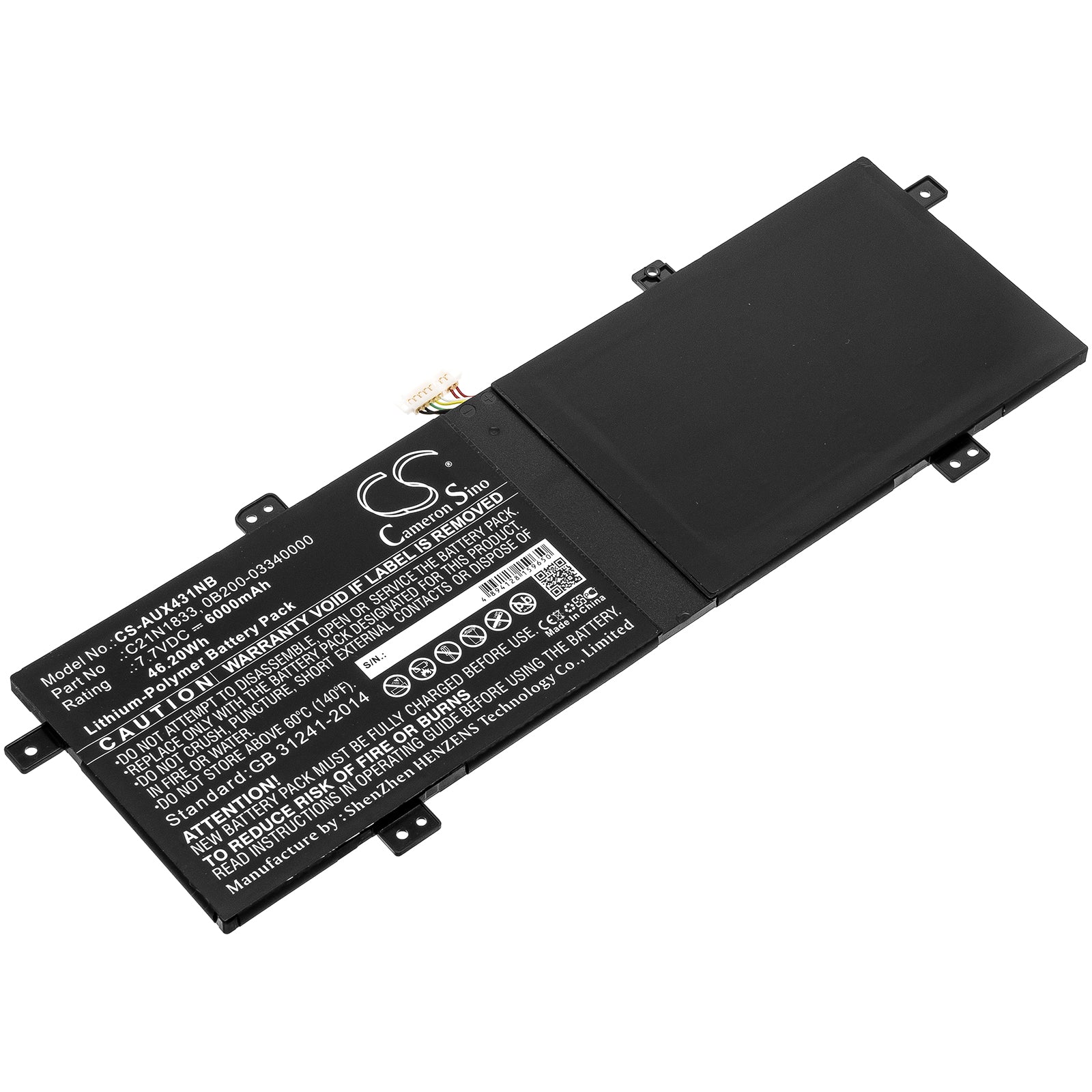 CS-AUX431NB Replacement Battery – Compatible with BX431FA, BX431FB, K431FA, K431FL, S431FA, S431FL, S431FL-AM043T, S431FL-EB064T, S4500FA, S4500FL, U4500FA, U4500FB, UX431, UX431DA, UX431DA-2B, UX431FA, UX431FA-2B, UX431FA-3B, UX431FA-ES51, UX431FA-ES74, UX431FB, UX431FL, UX431FL-AN024T, UX431FN, UX431FN-0023B8565U, V431FA, V431FL, Vivobook S S431FA-EB131T, VivoBook S14 S431FA, VivoBook S14 S431FA-AM001T, VivoBook S14 S431FA-AM010T, VivoBook S14 S431FA-AM012T, VivoBook S14 S431FA-AM016T,