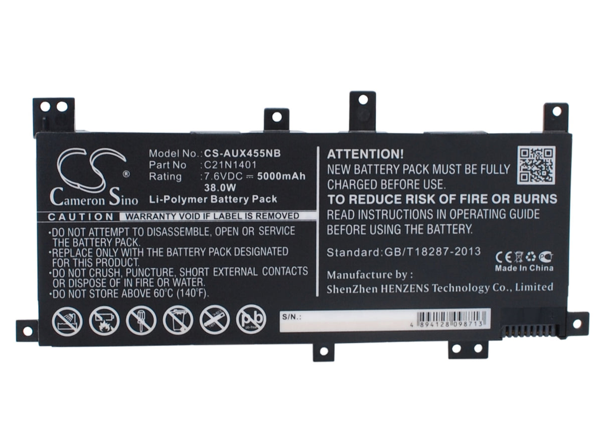 7.6V 5000mAh/38.00Wh Li-Polymer Notebook/Laptop Battery for Asus