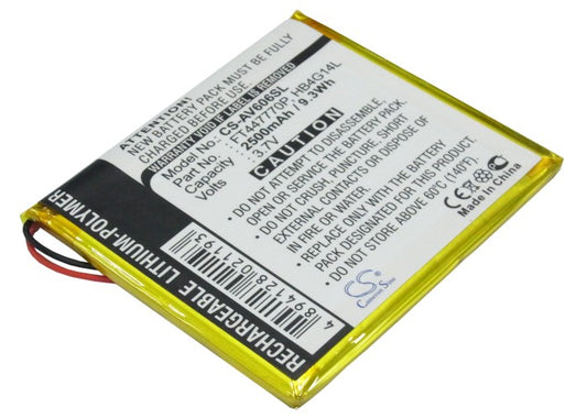 3.7V 2500mAh/9.25Wh Li-Polymer MP3/MP4/PMP Battery for Archos