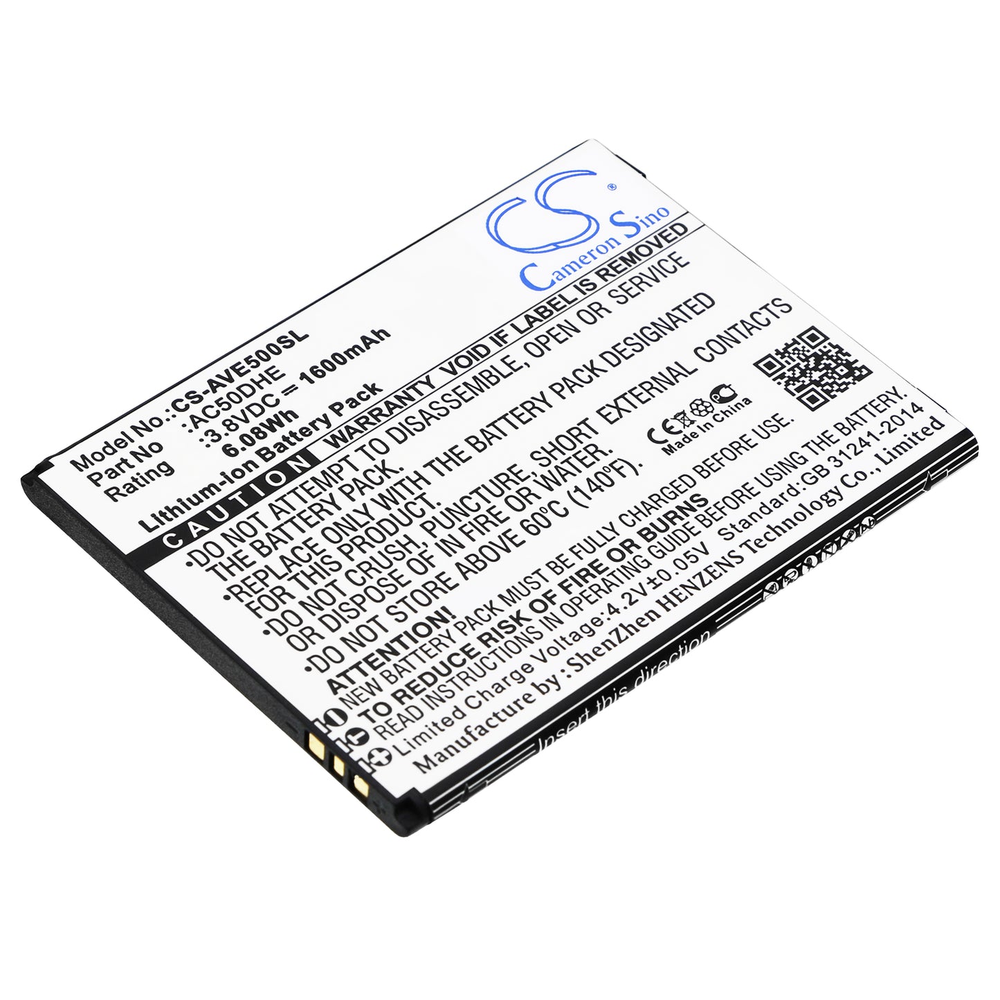 CS-AVE500SL Replacement Battery – Compatible with 50d Helium, 50d Helium 4G, A50D Helium, Elements 50d Helium, Elements 50d Helium Dual SIM L