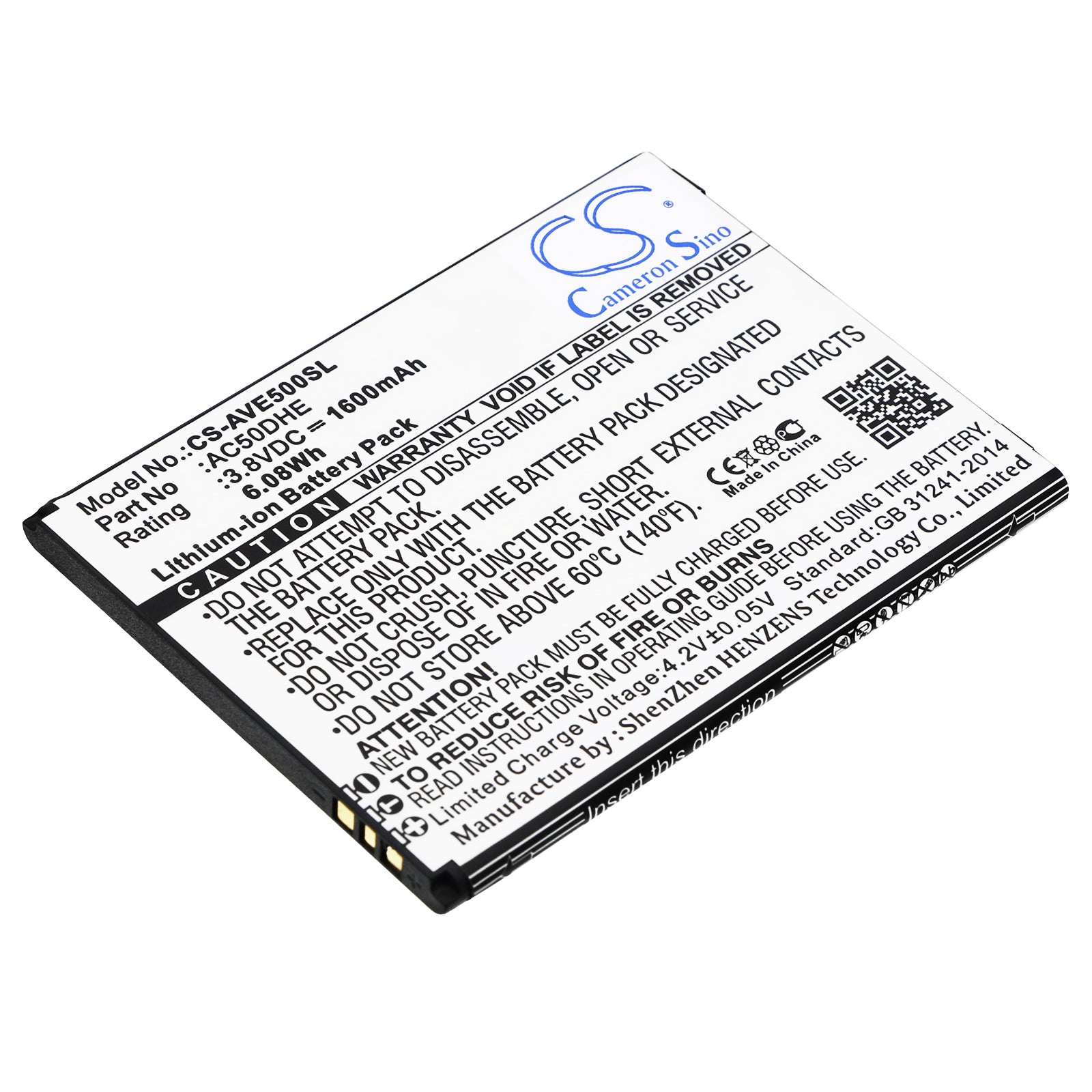 CS-AVE500SL Replacement Battery – Compatible with 50d Helium, 50d Helium 4G, A50D Helium, Elements 50d Helium, Elements 50d Helium Dual SIM L
